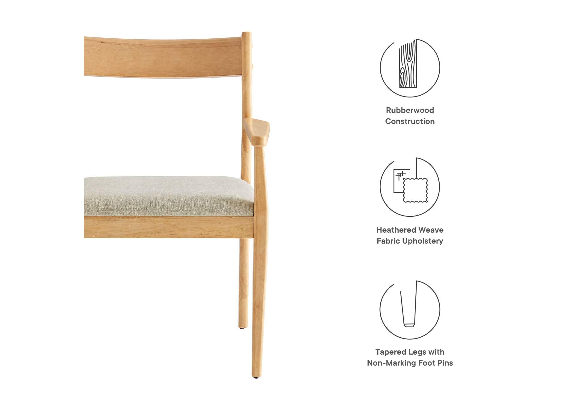 Solara Fabric Wood Dining Armchairs Set Of 2 By Modway image 3