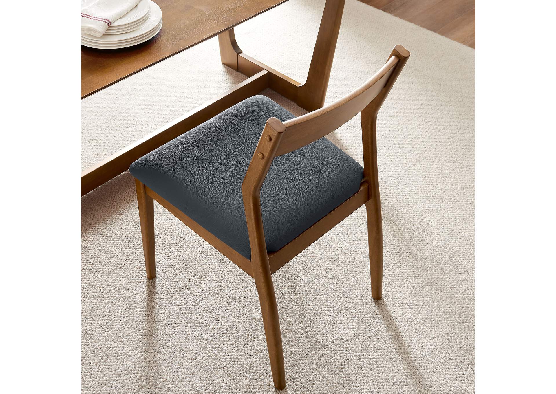 Solara Vegan Leather Wood Dining Side Chairs Set Of 2 By Modway image 11