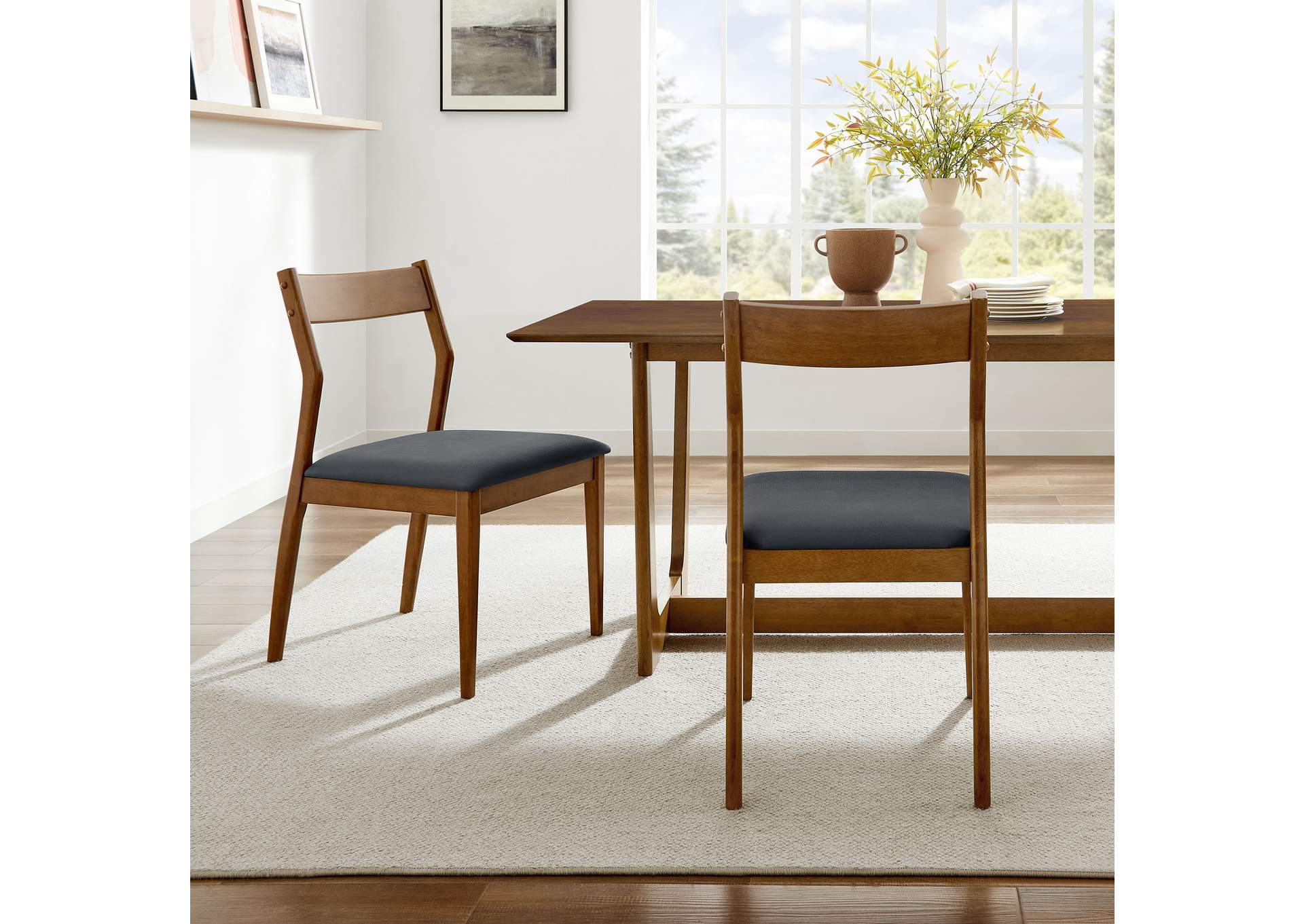 Solara Vegan Leather Wood Dining Side Chairs Set Of 2 By Modway image 10