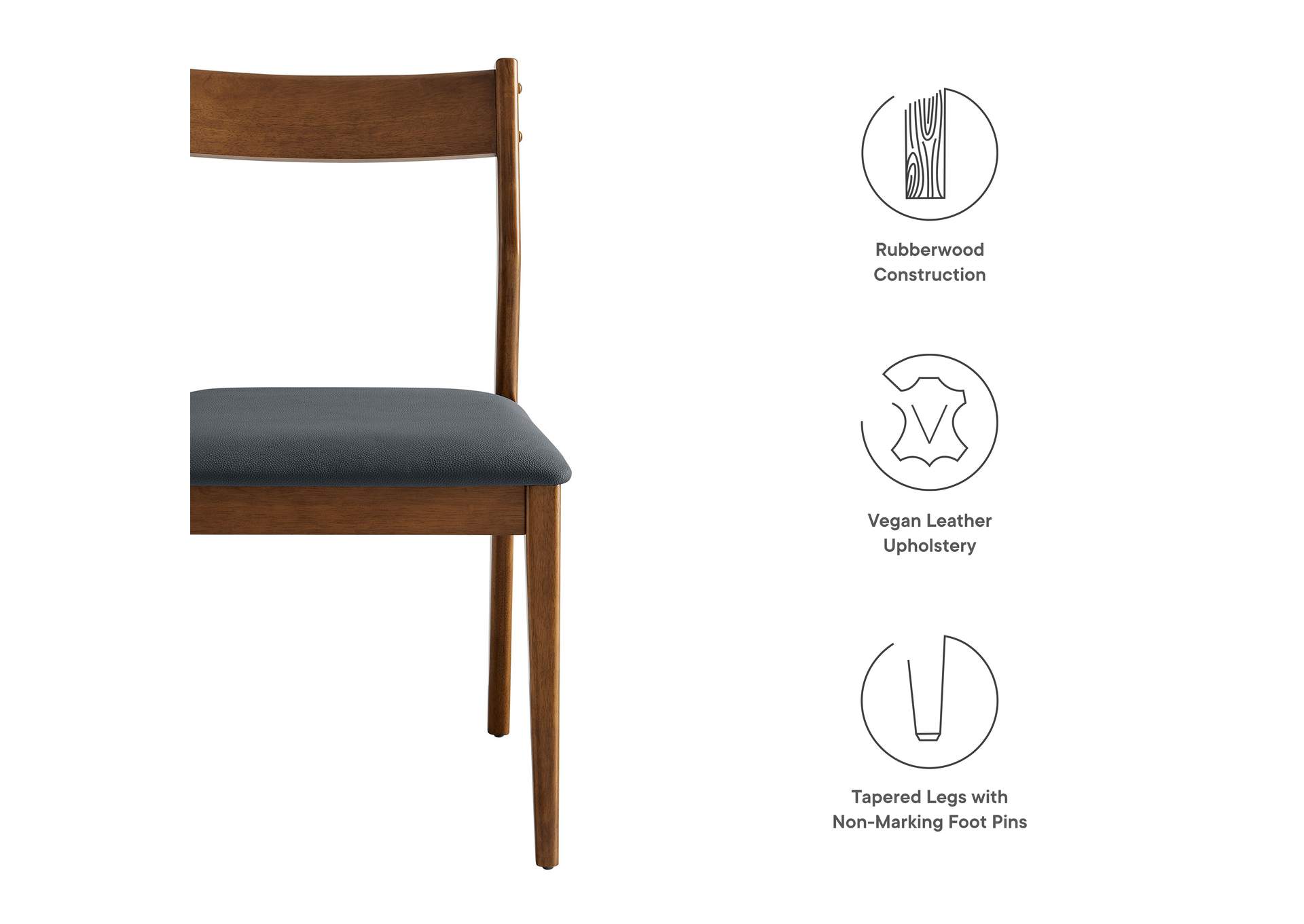 Solara Vegan Leather Wood Dining Side Chairs Set Of 2 By Modway image 4