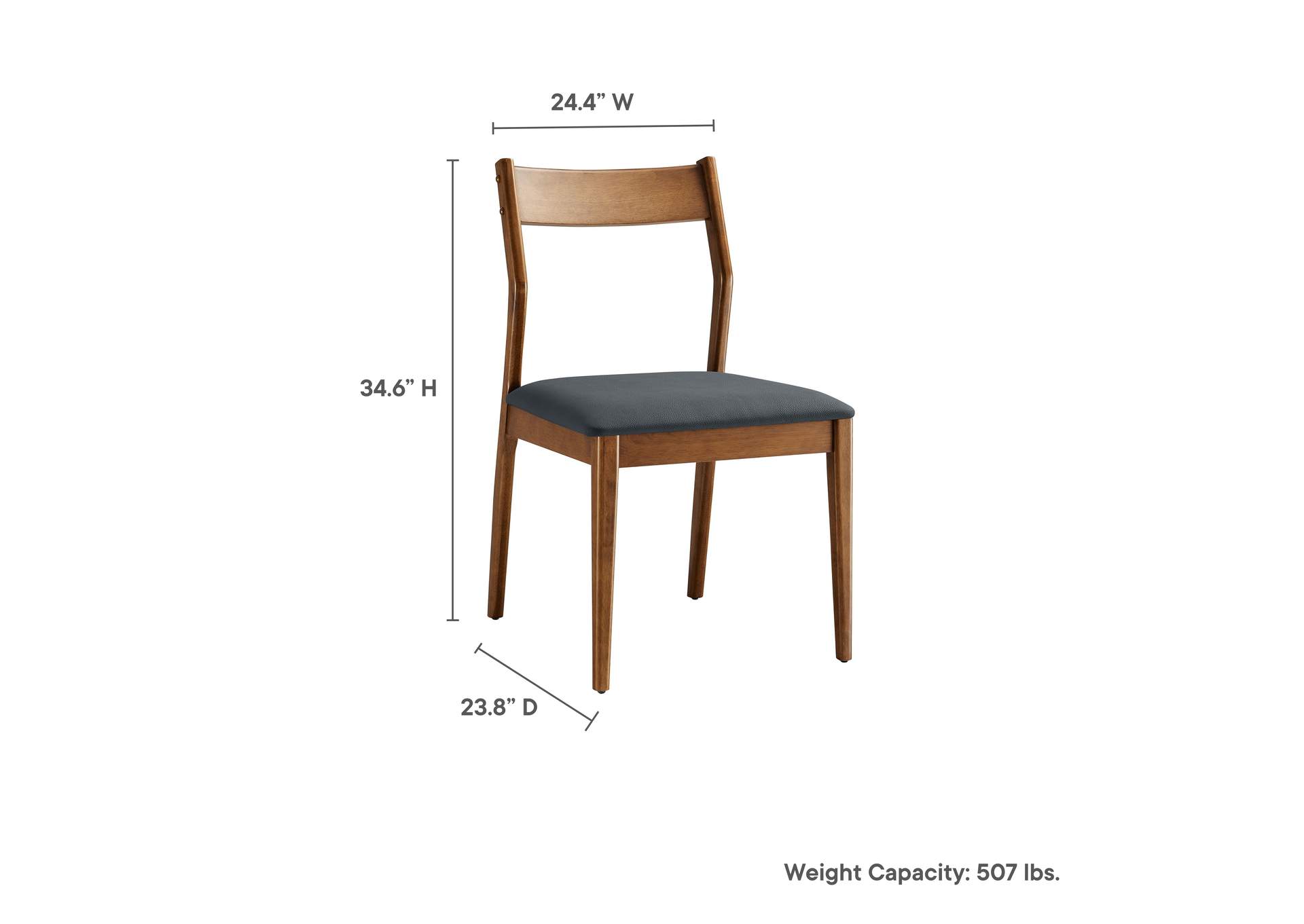 Solara Vegan Leather Wood Dining Side Chairs Set Of 2 By Modway image 3