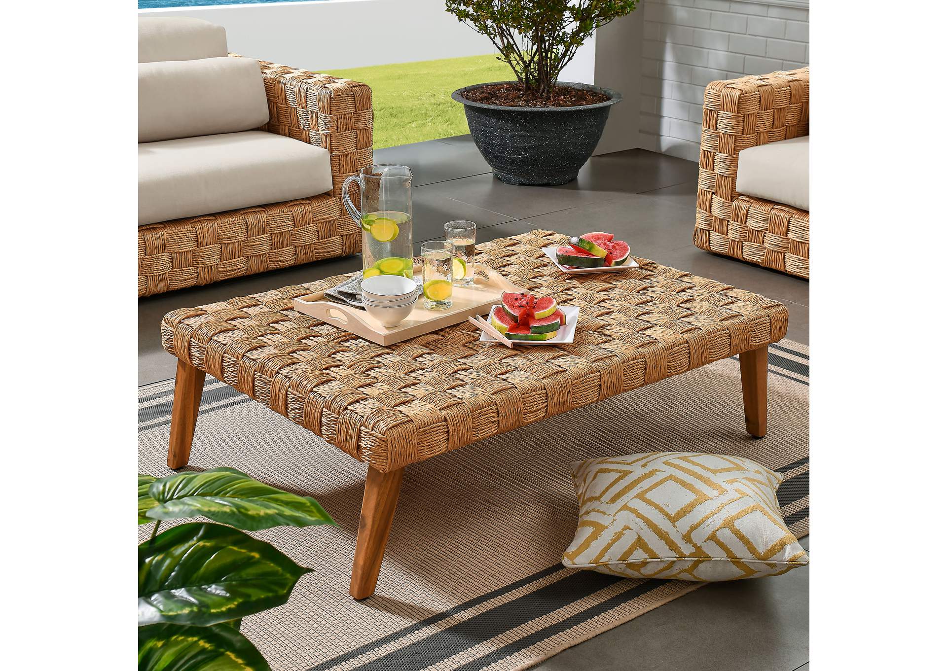 Thames Outdoor Patio Wicker Outdoor Patio Rattan Coffee Table By Modway image 11