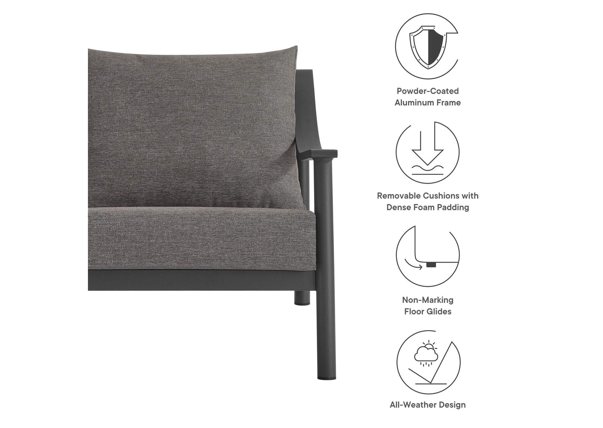 Terrace Outdoor Patio Aluminum Accent Armchair By Modway image 4