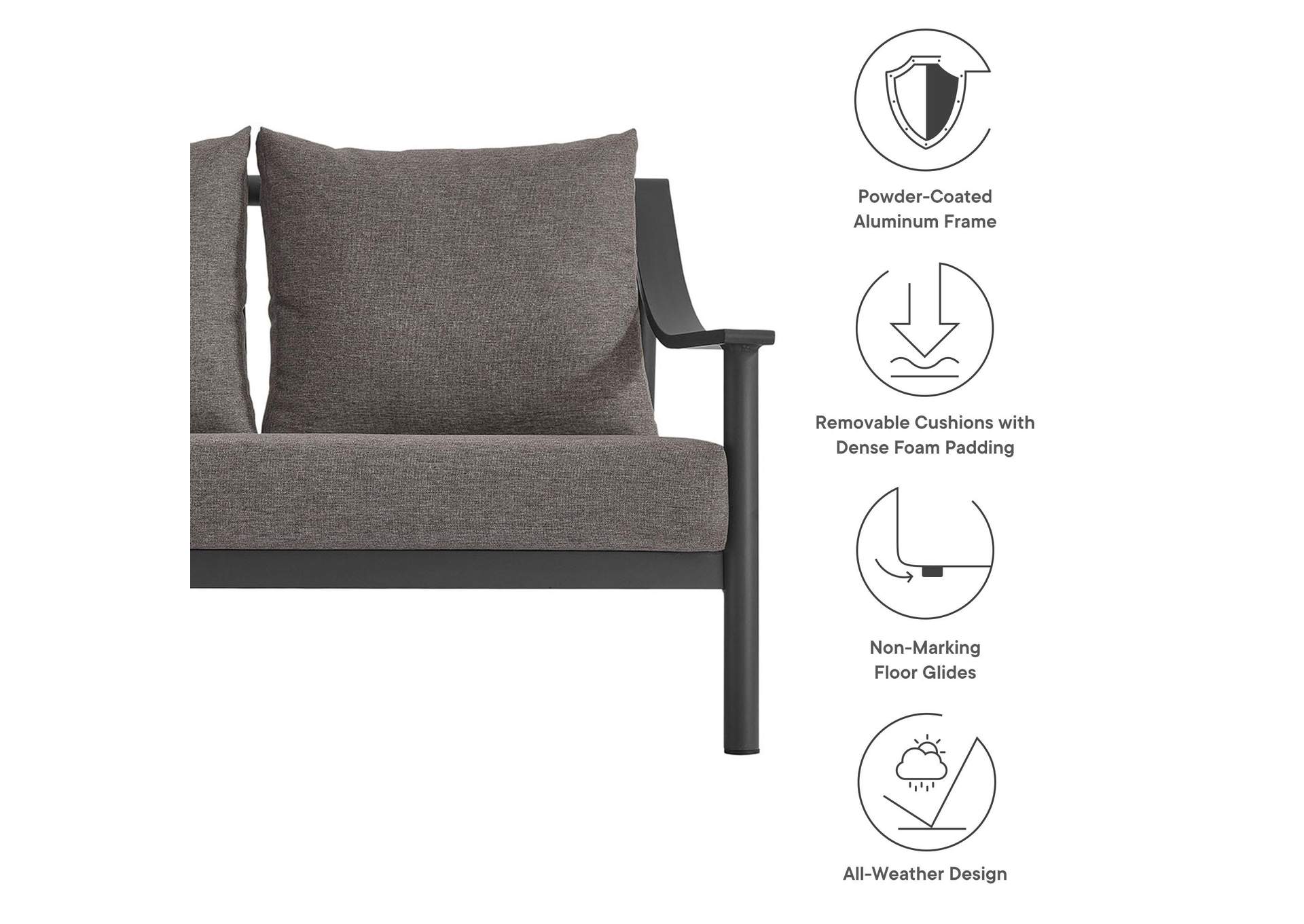 Terrace Outdoor Patio Aluminum Sofa By Modway image 4