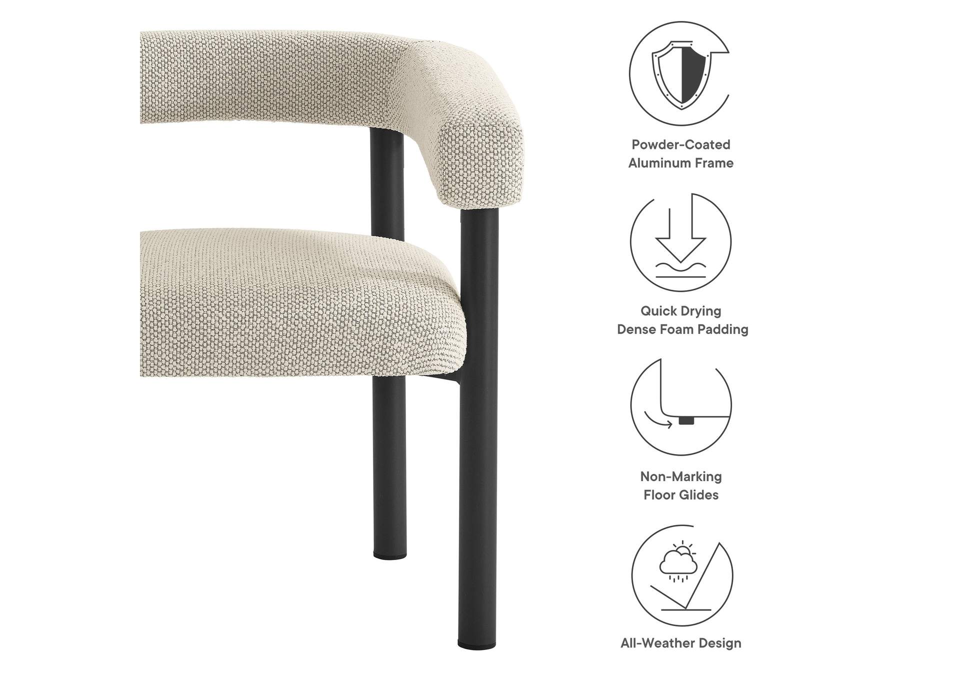 Nautica Outdoor Patio Aluminum Dining Armchairs Set Of 2 By Modway image 4