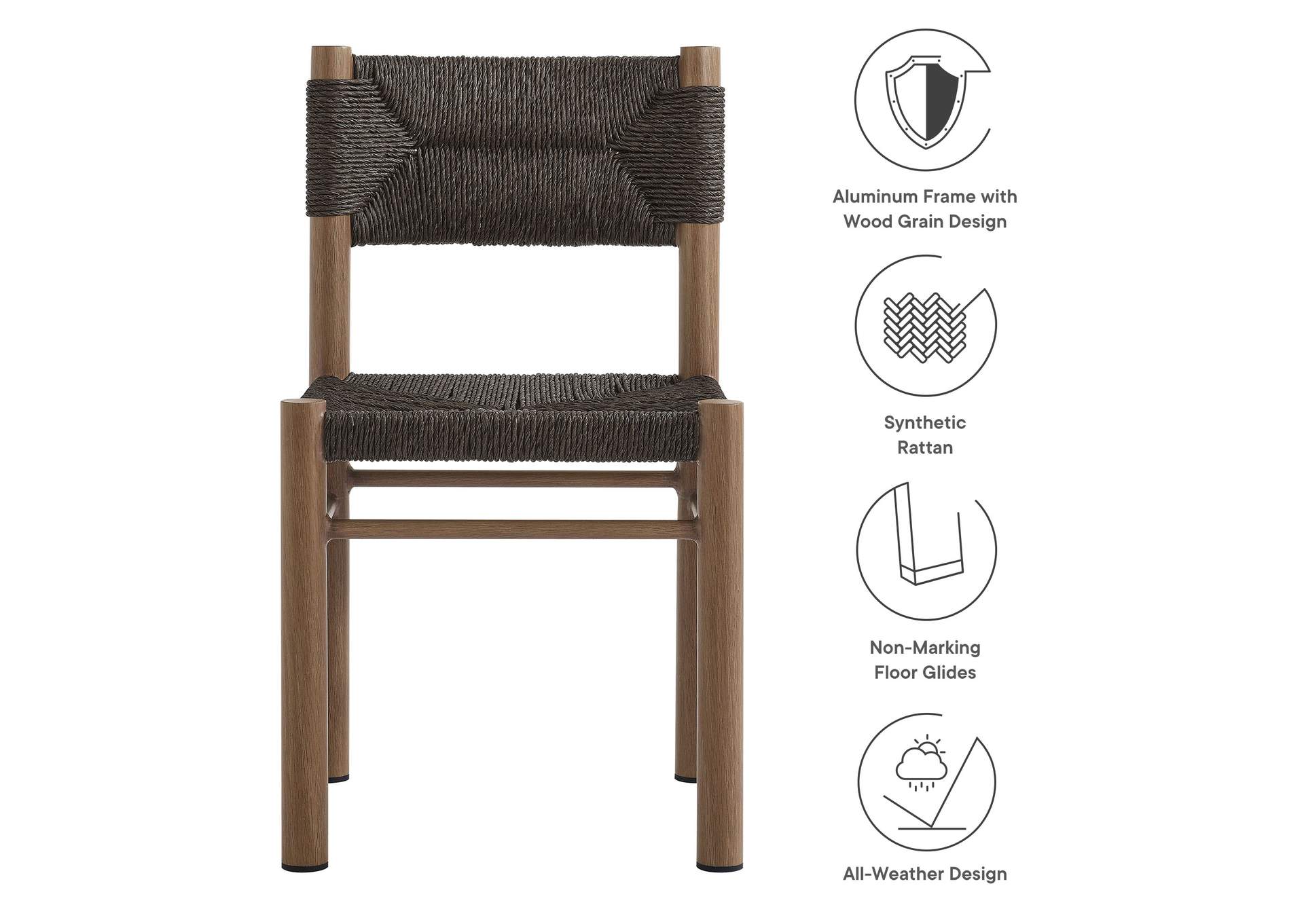 Parkland Outdoor Patio Rattan And Aluminum Dining Side Chairs Set Of 2 By Modway image 3