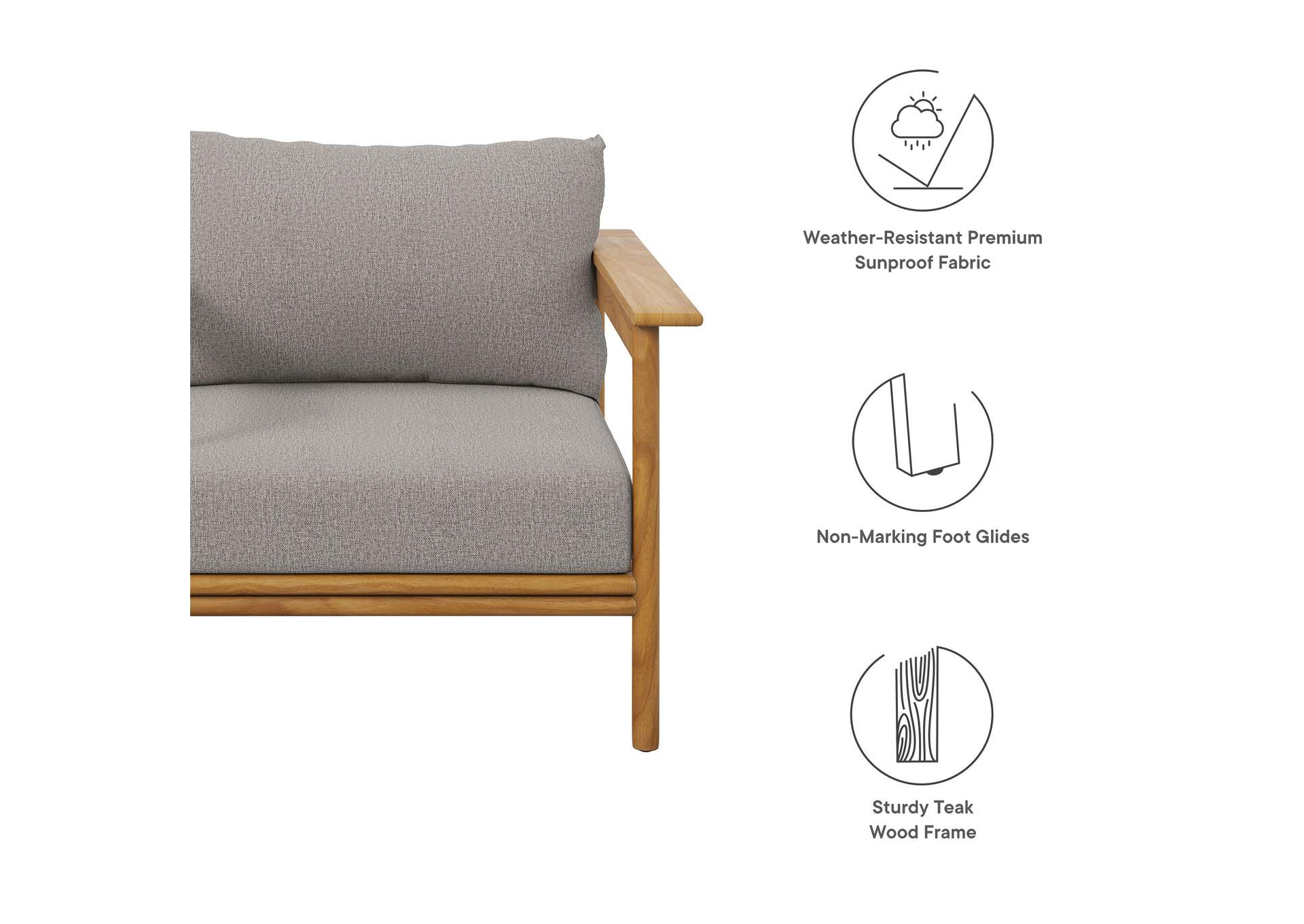 Wren Outdoor Patio Teak Wood Armchair By Modway image 3