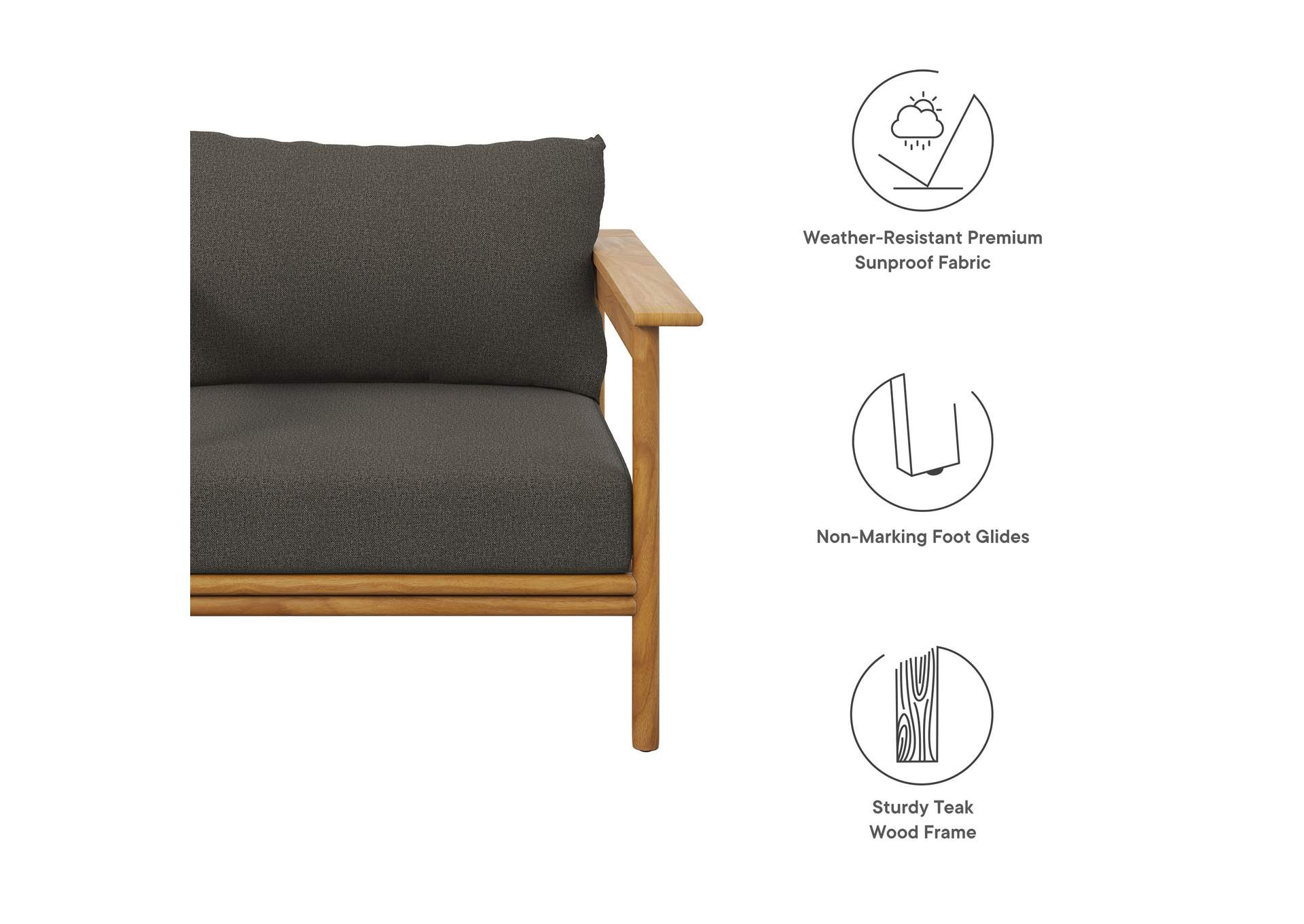 Wren Outdoor Patio Teak Wood Armchair By Modway image 3