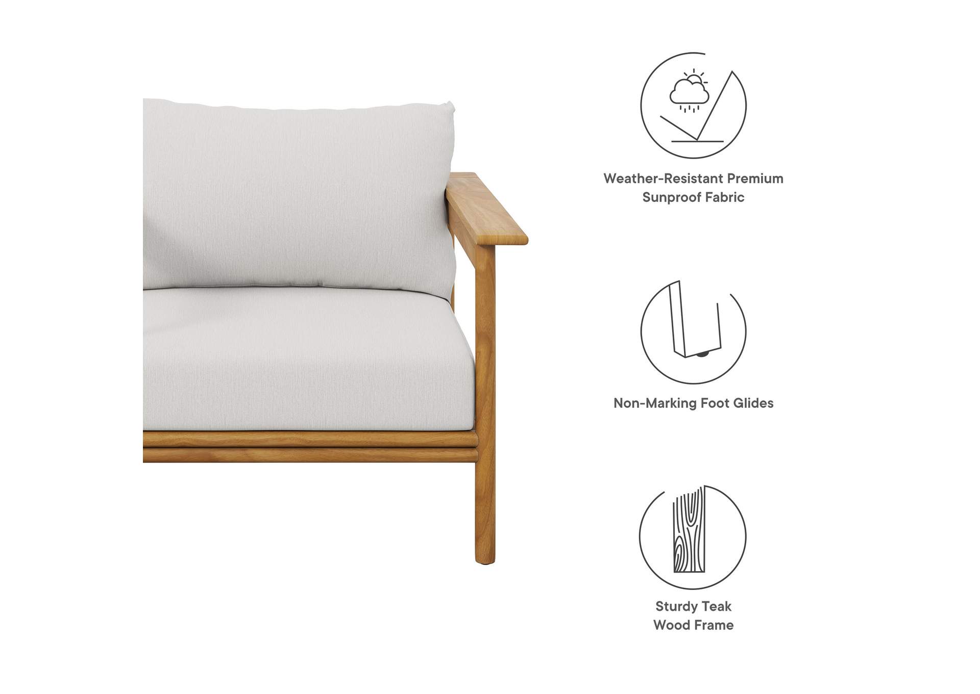 Wren Outdoor Patio Teak Wood Armchair By Modway image 3