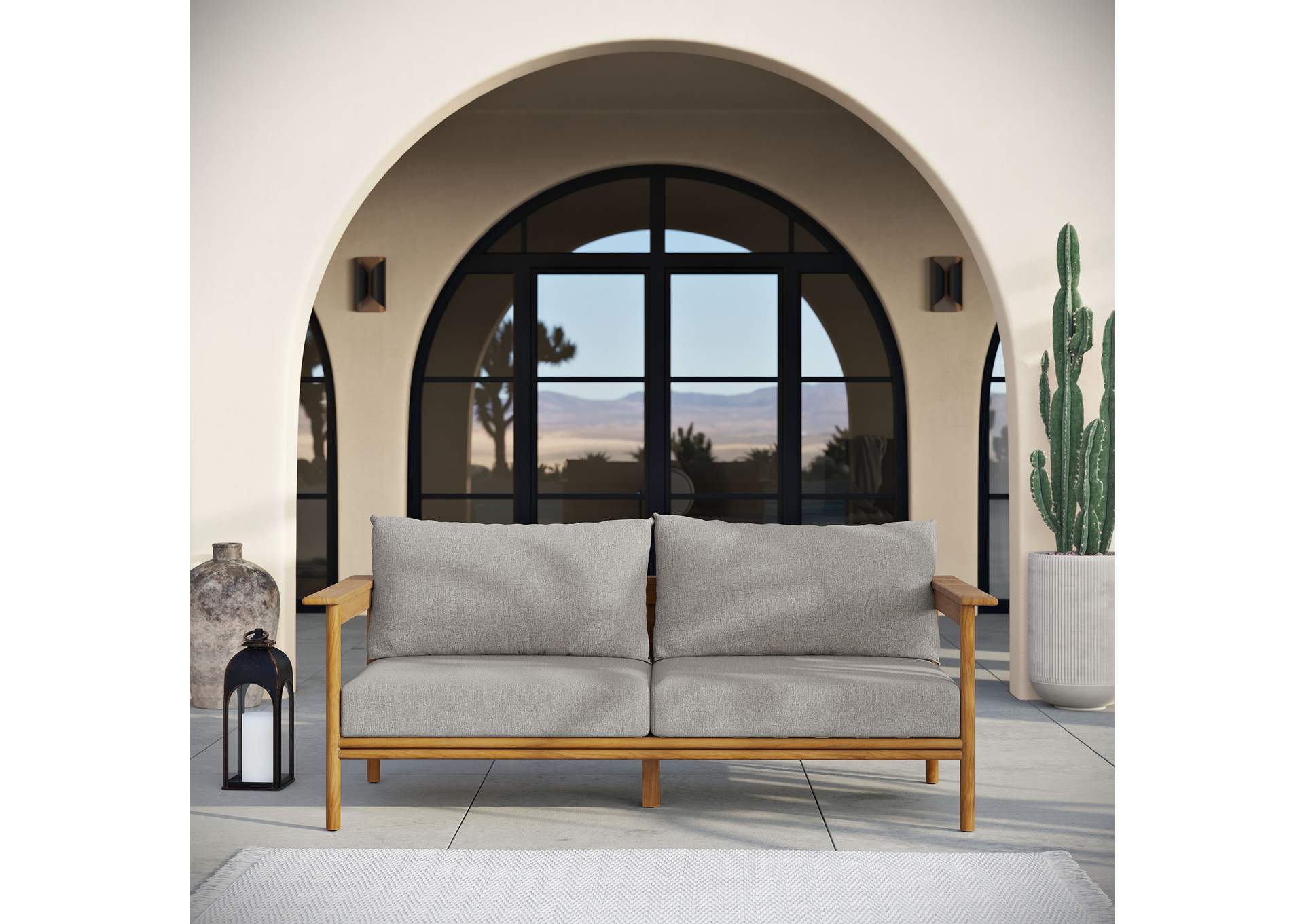 Wren Outdoor Patio Teak Wood Sofa By Modway image 10