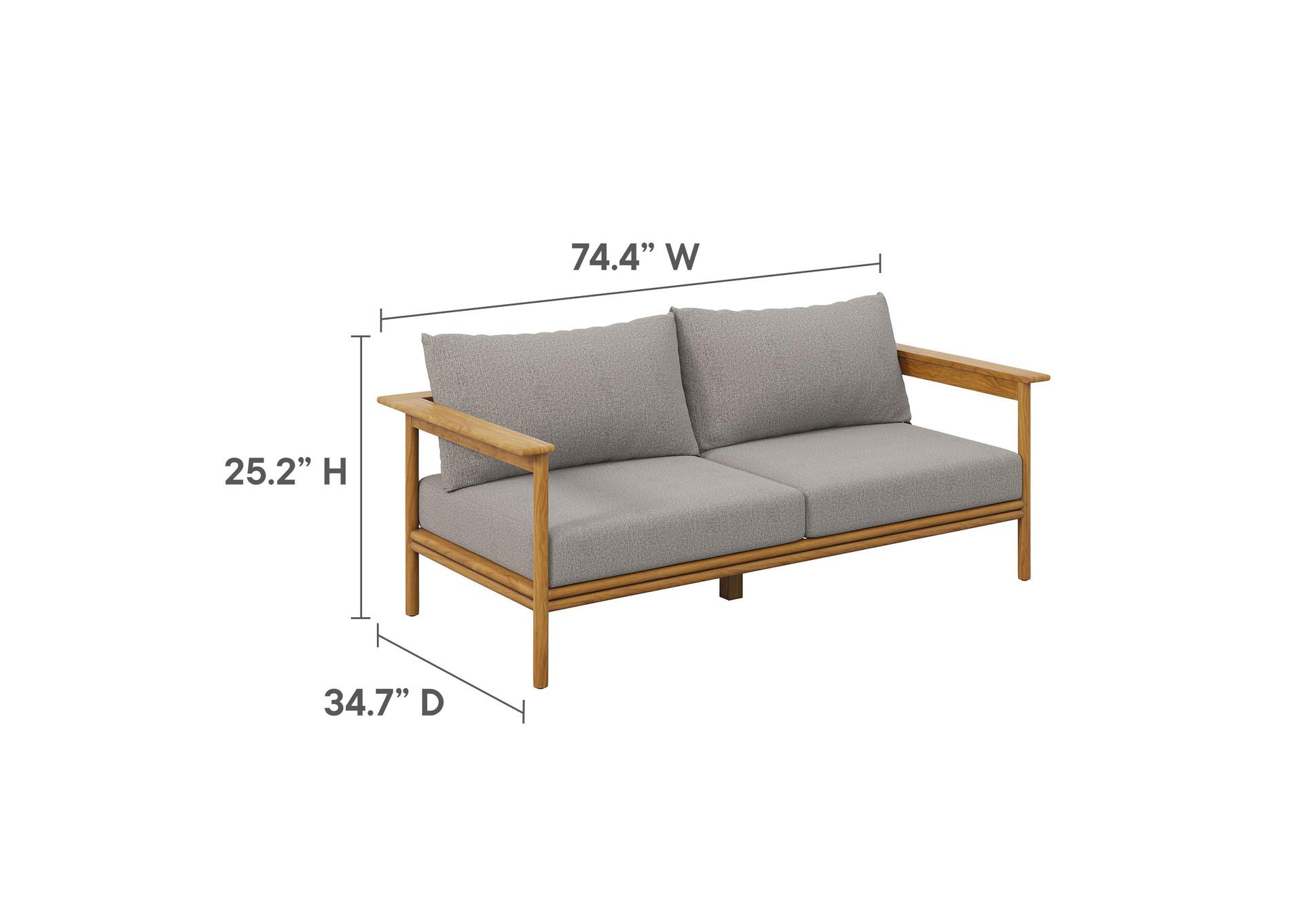 Wren Outdoor Patio Teak Wood Sofa By Modway image 4