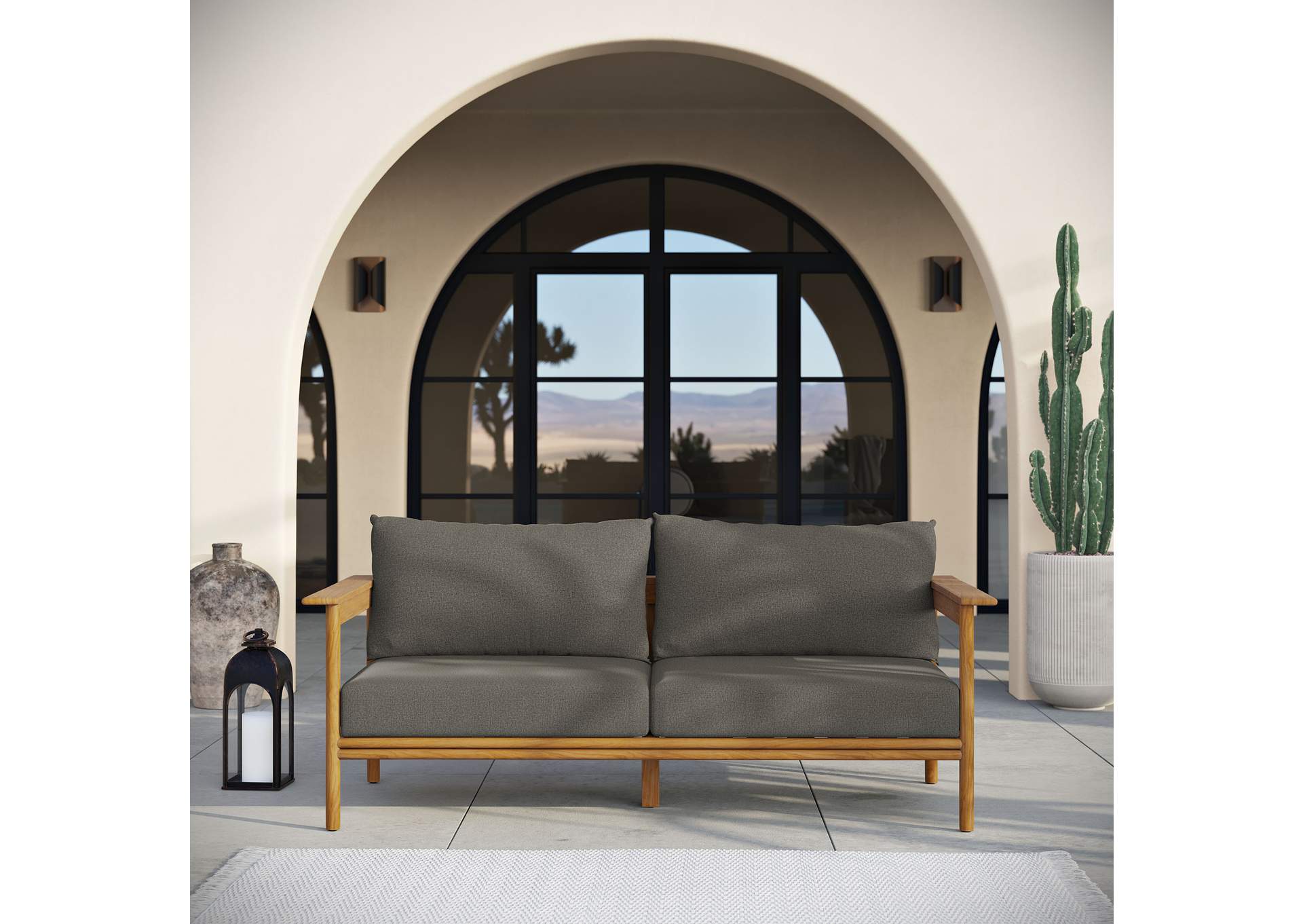 Wren Outdoor Patio Teak Wood Sofa By Modway image 10