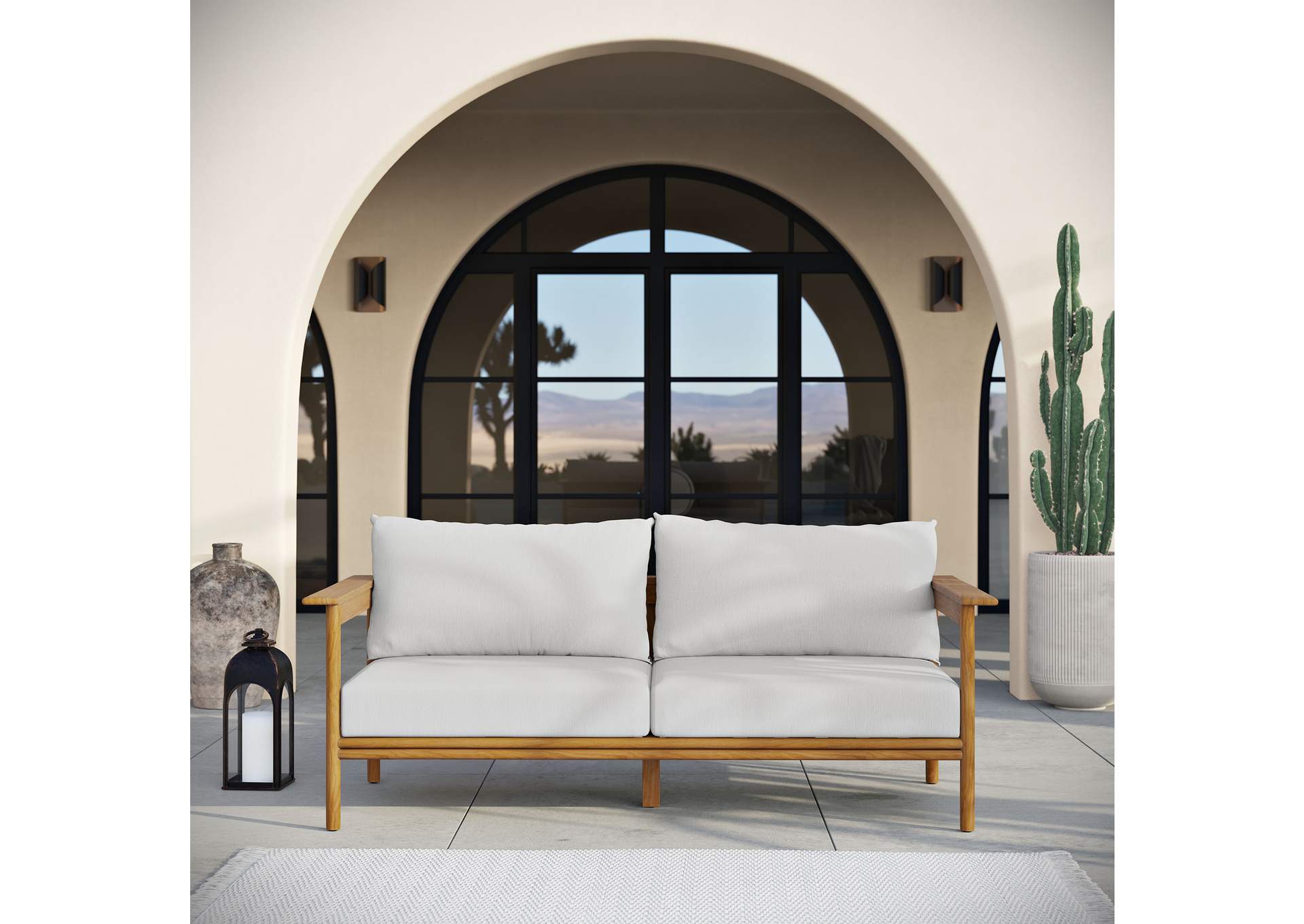 Wren Outdoor Patio Teak Wood Sofa By Modway image 10