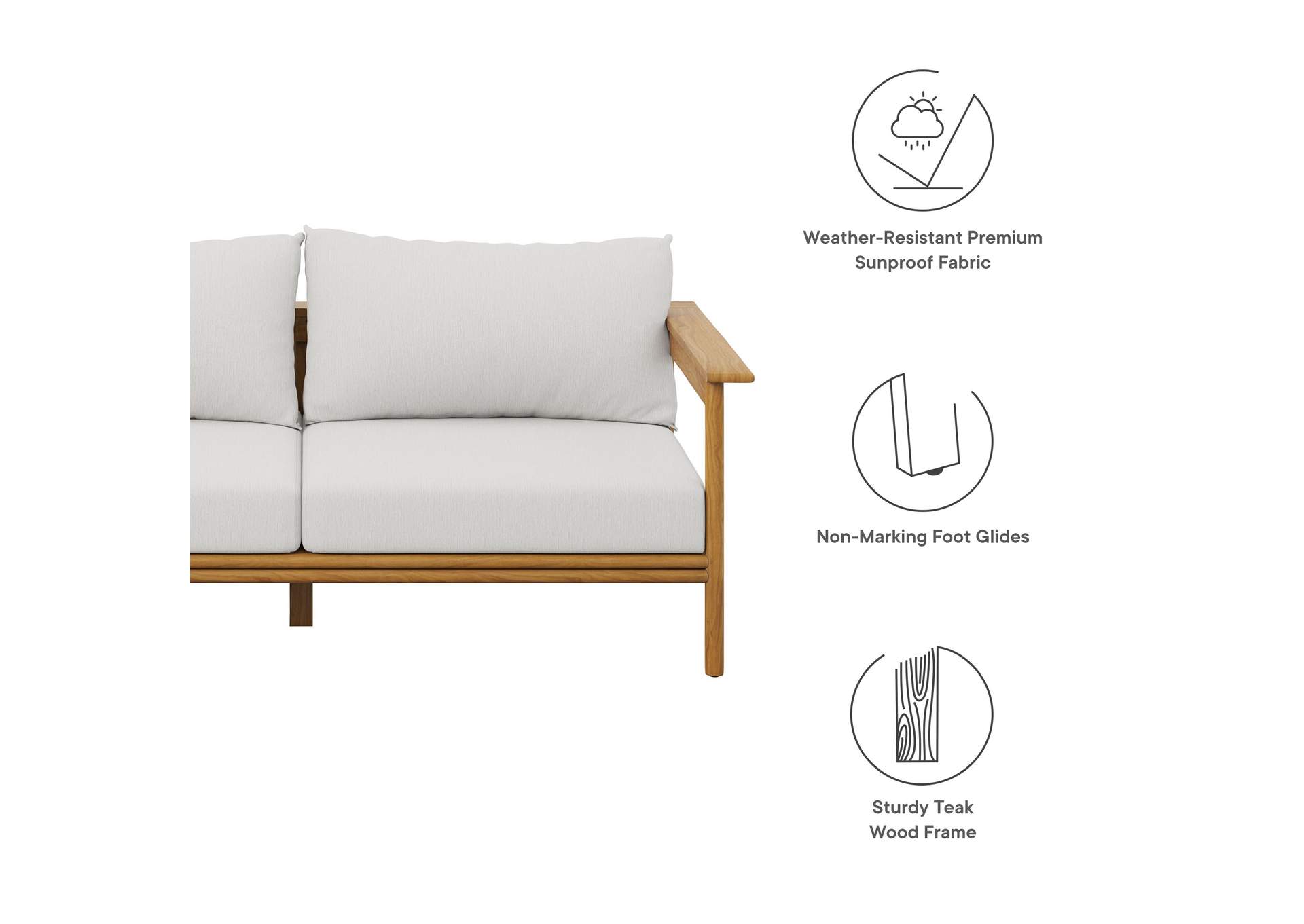 Wren Outdoor Patio Teak Wood Sofa By Modway image 3