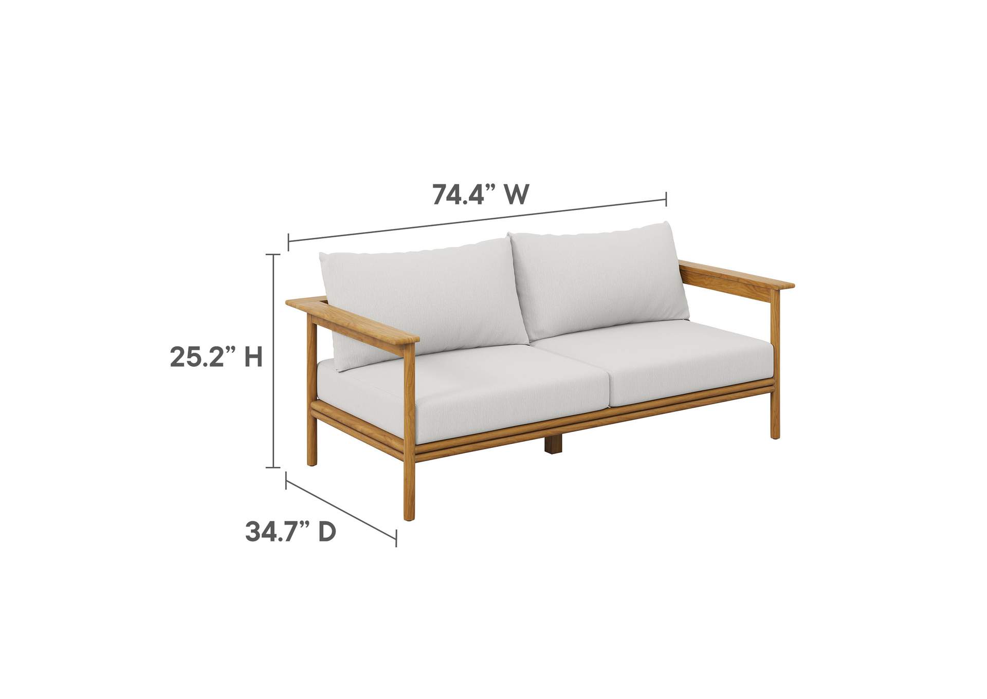 Wren Outdoor Patio Teak Wood Sofa By Modway image 4