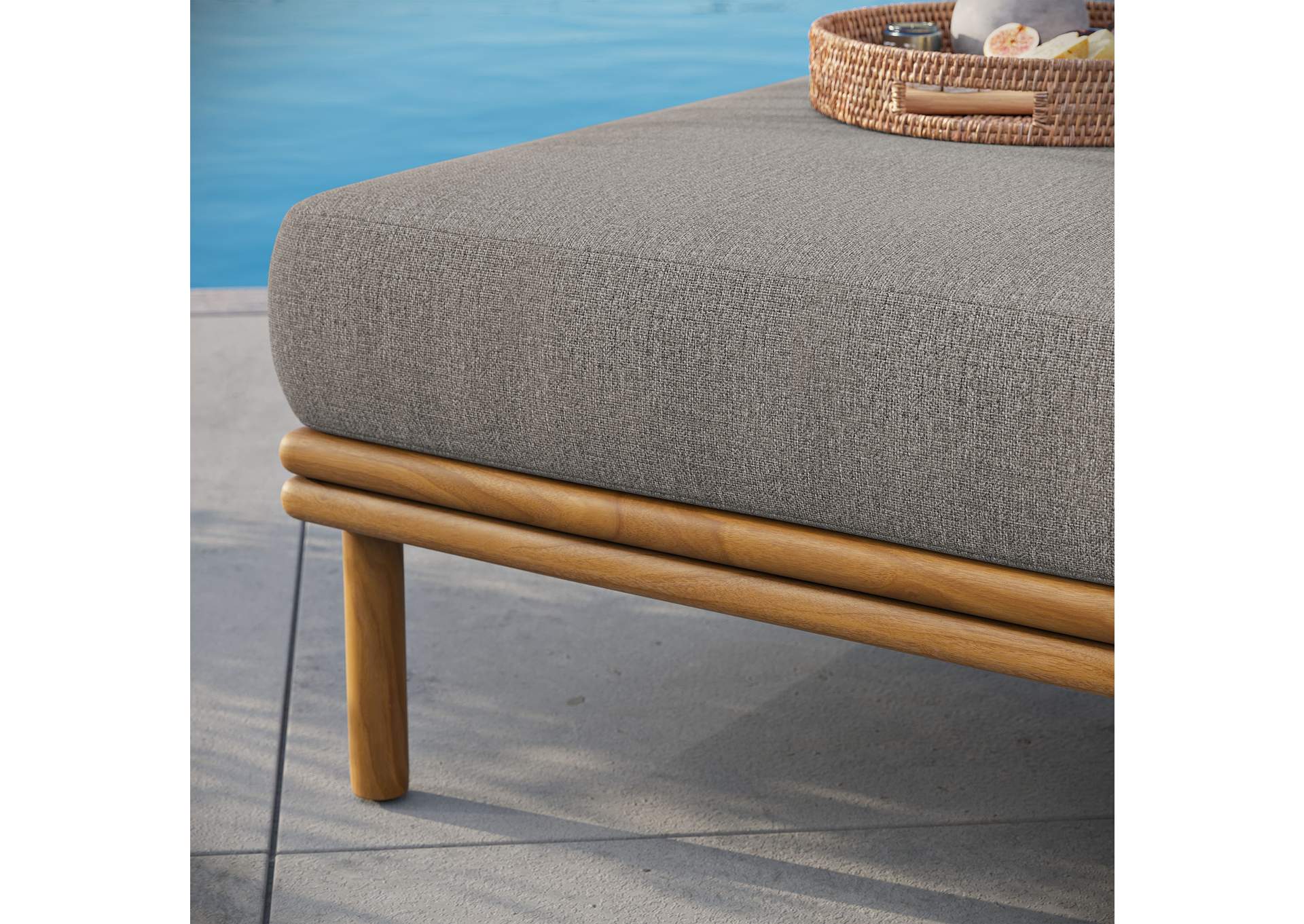 Wren Outdoor Patio Teak Wood Ottoman By Modway image 11