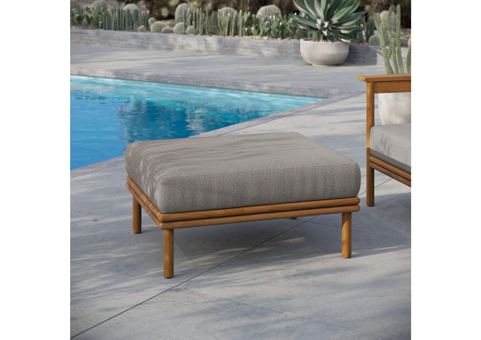 Wren Outdoor Patio Teak Wood Ottoman By Modway image 10