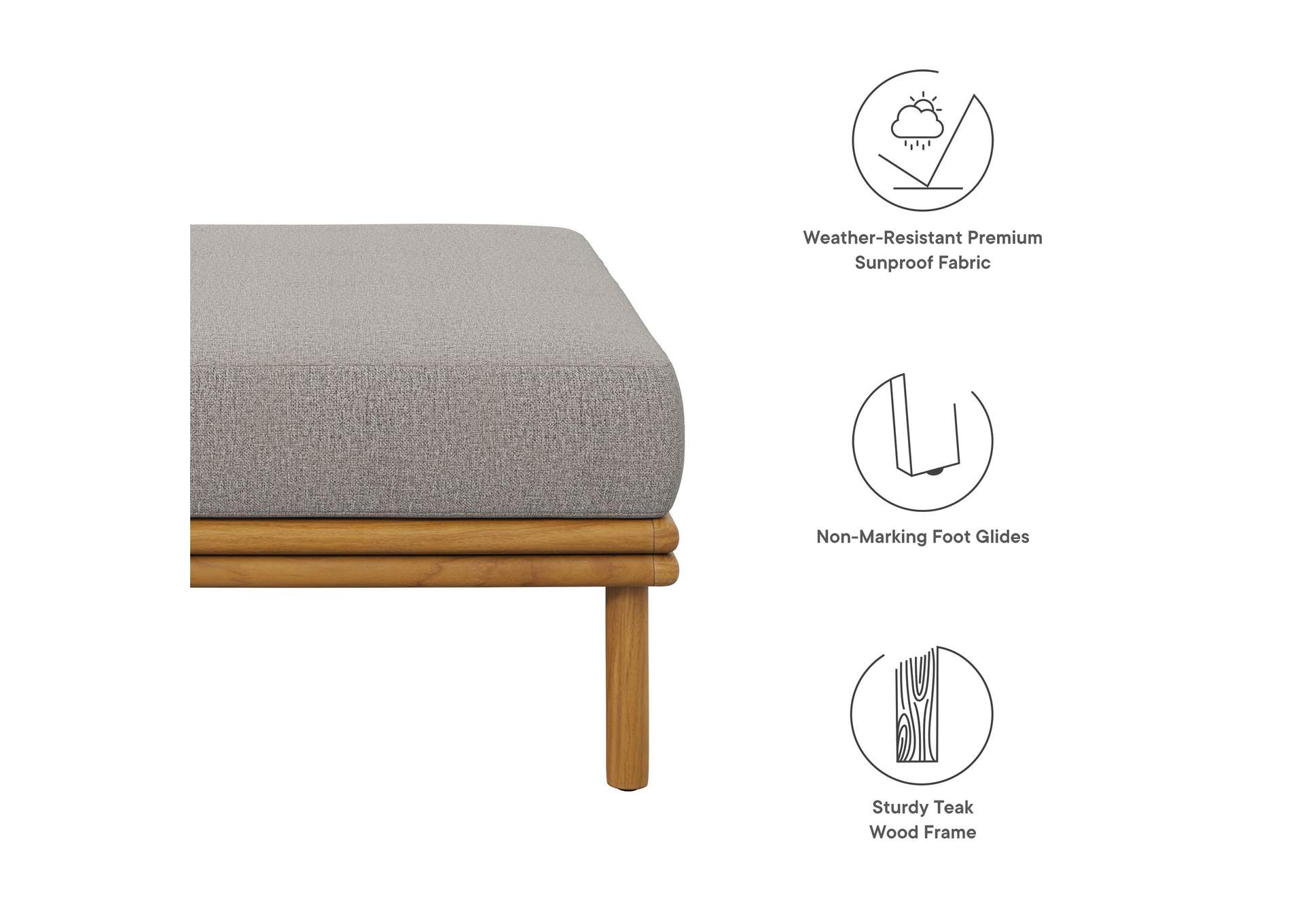 Wren Outdoor Patio Teak Wood Ottoman By Modway image 3