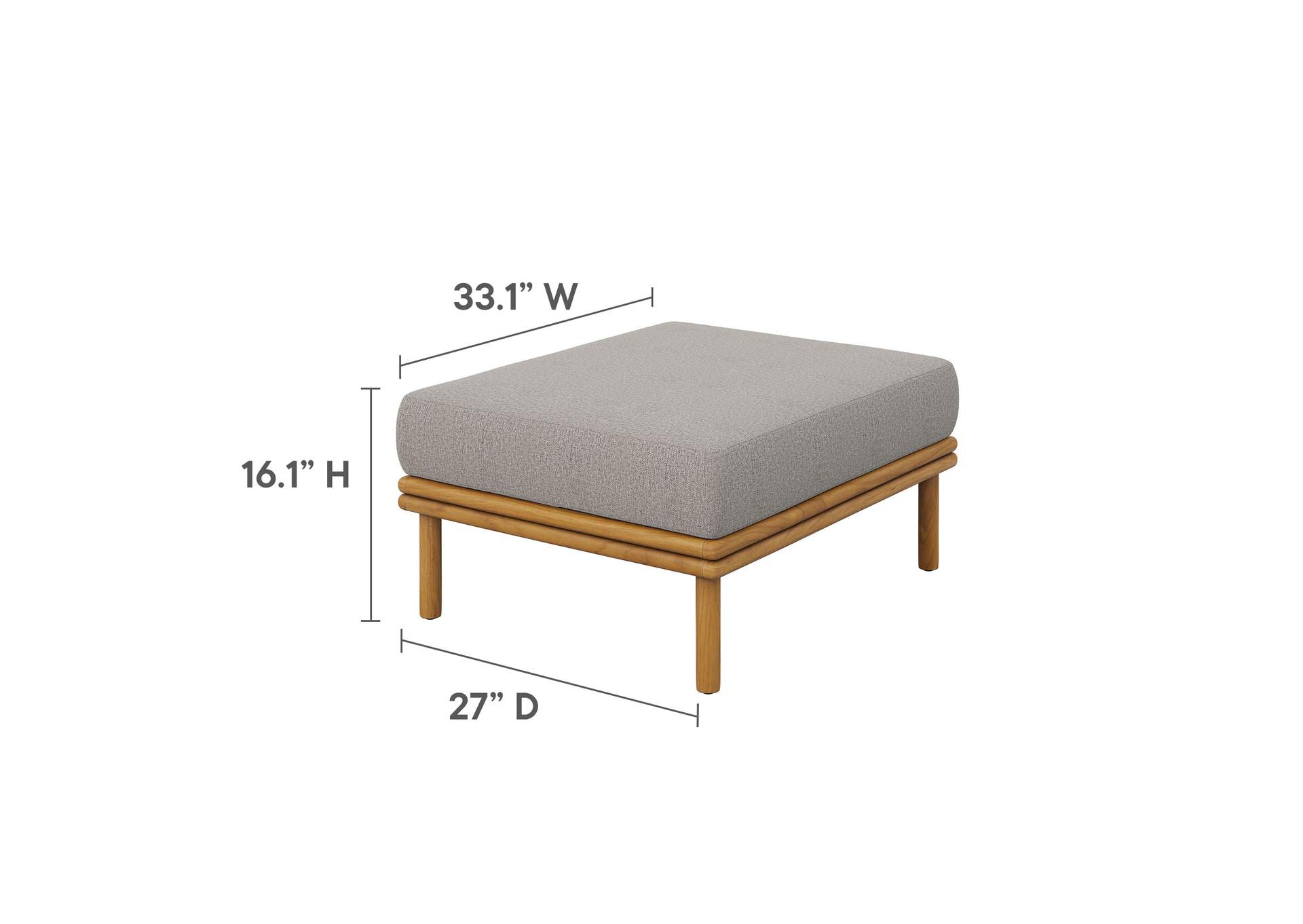 Wren Outdoor Patio Teak Wood Ottoman By Modway image 4