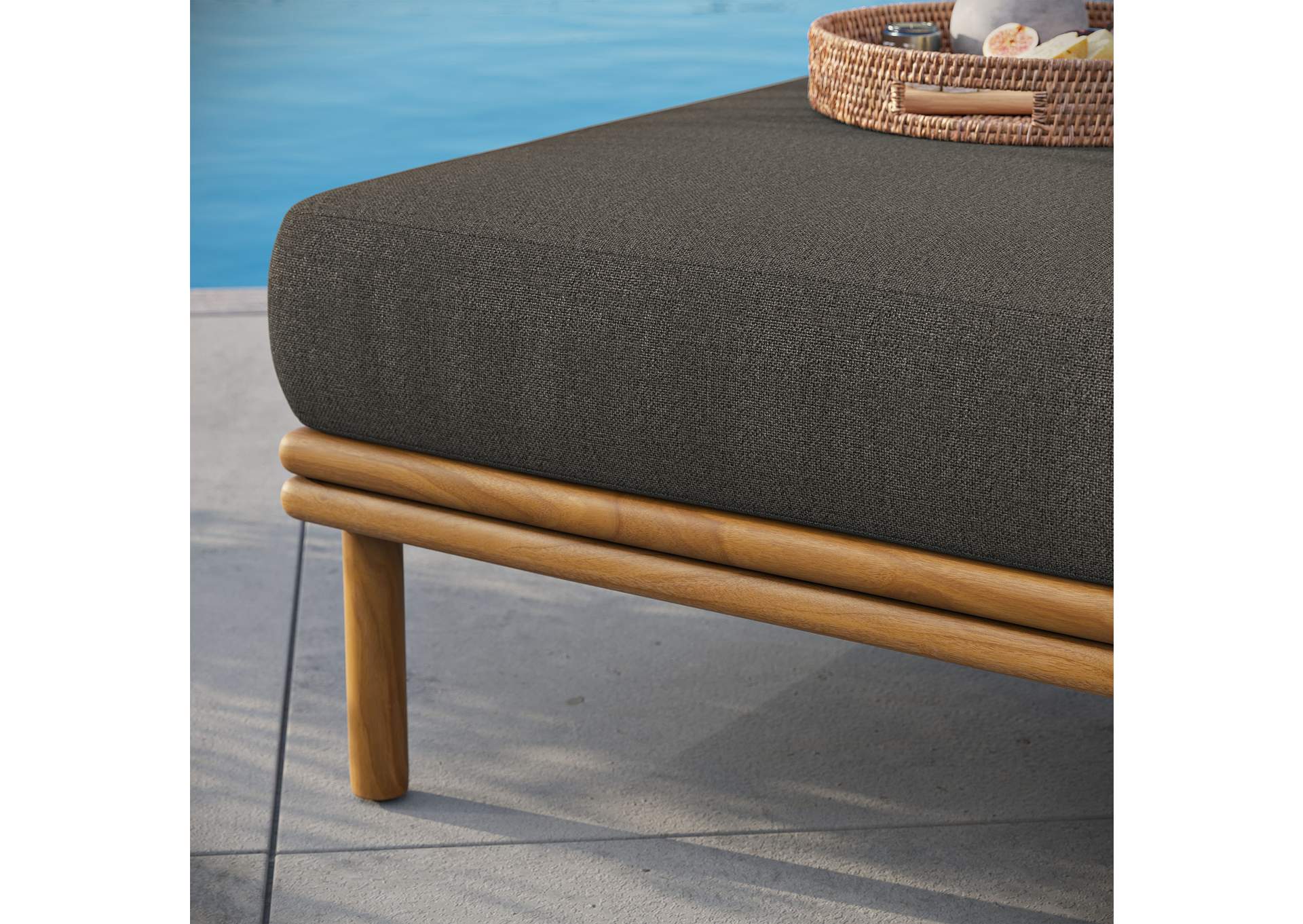 Wren Outdoor Patio Teak Wood Ottoman By Modway image 11