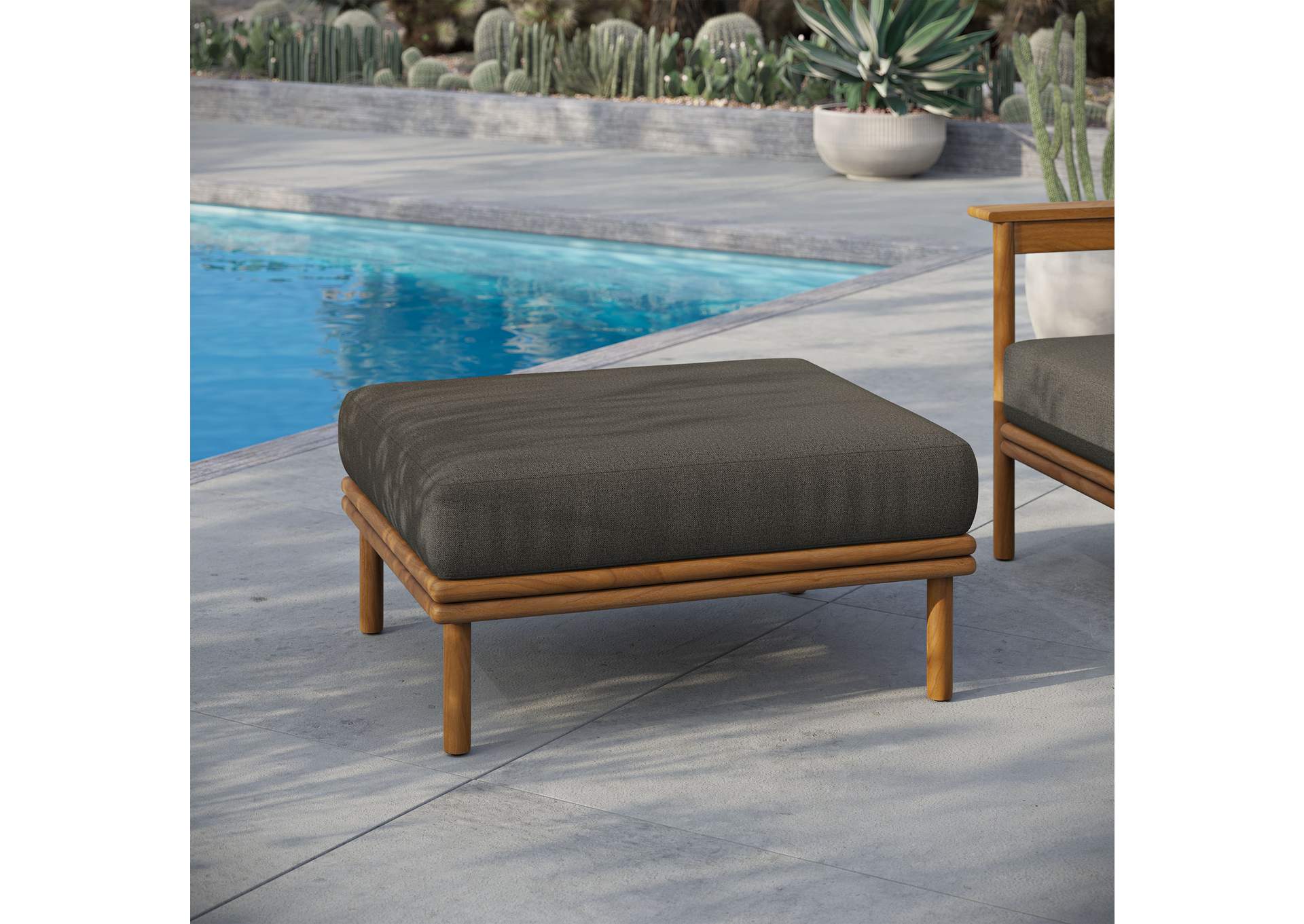 Wren Outdoor Patio Teak Wood Ottoman By Modway image 10