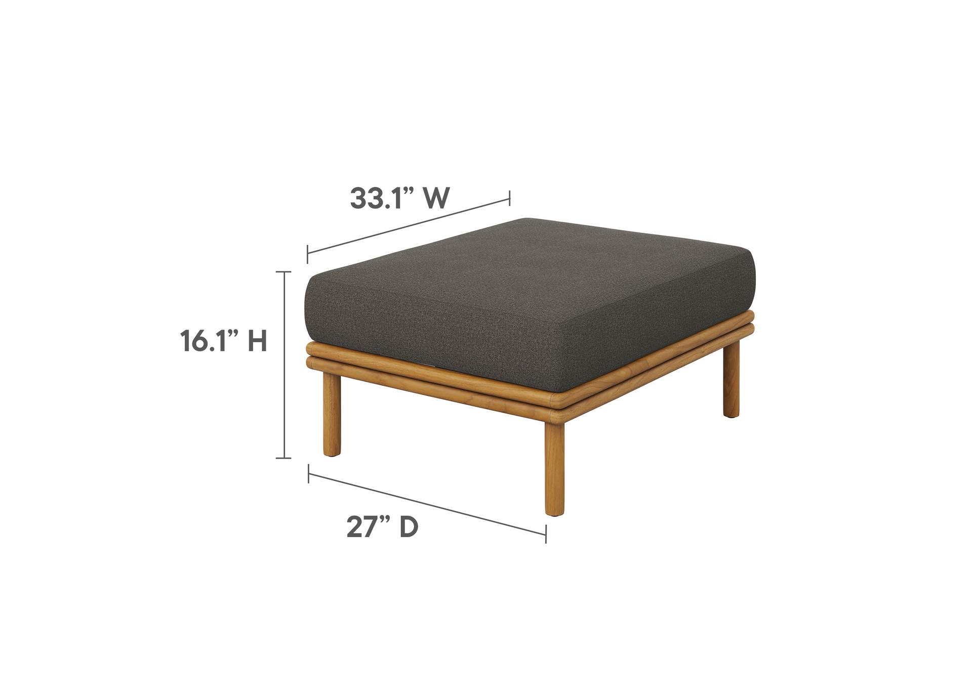 Wren Outdoor Patio Teak Wood Ottoman By Modway image 4