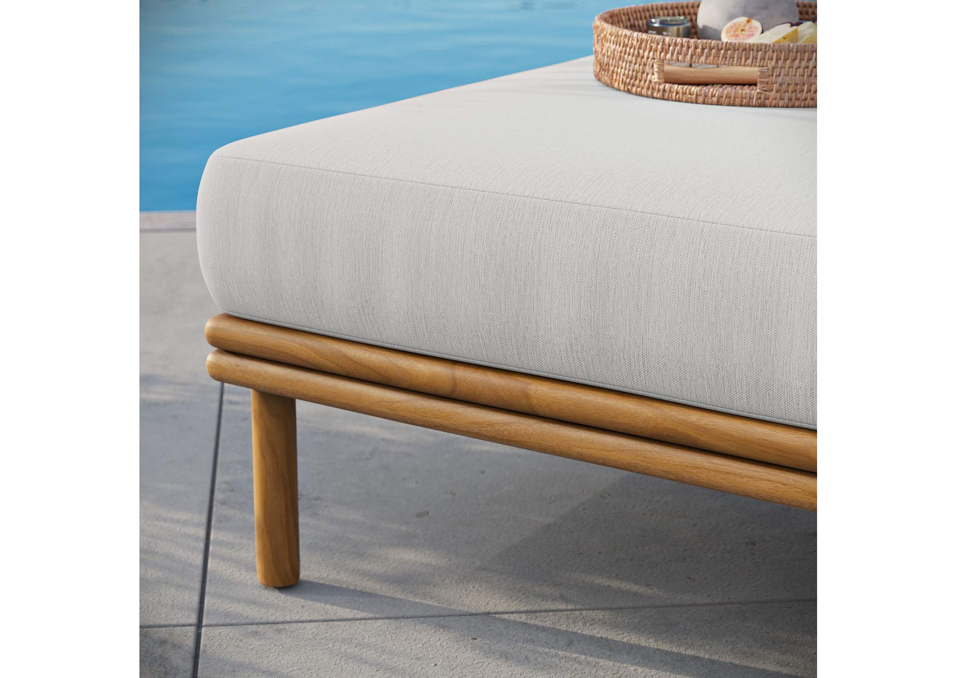 Wren Outdoor Patio Teak Wood Ottoman By Modway image 11