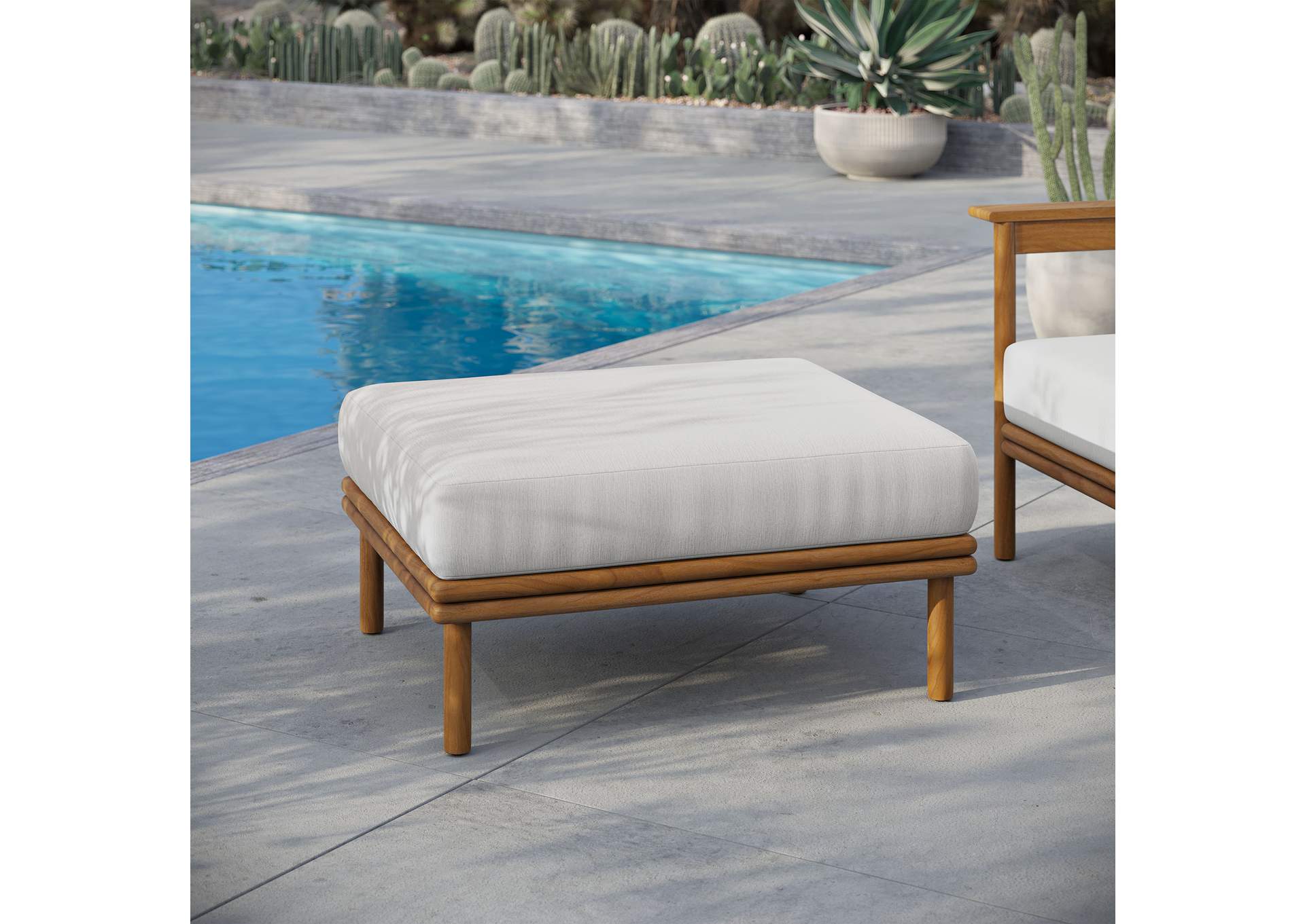 Wren Outdoor Patio Teak Wood Ottoman By Modway image 10