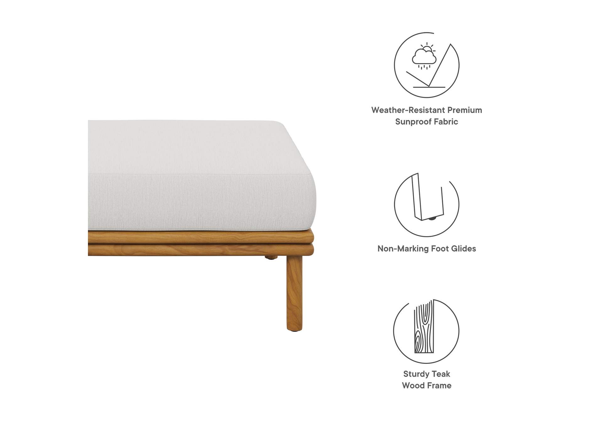 Wren Outdoor Patio Teak Wood Ottoman By Modway image 3