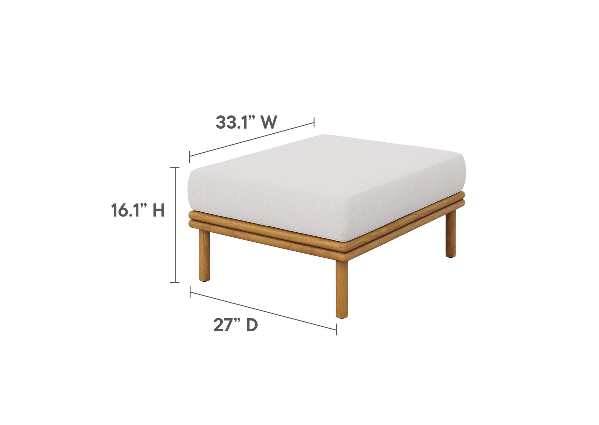 Wren Outdoor Patio Teak Wood Ottoman By Modway image 4