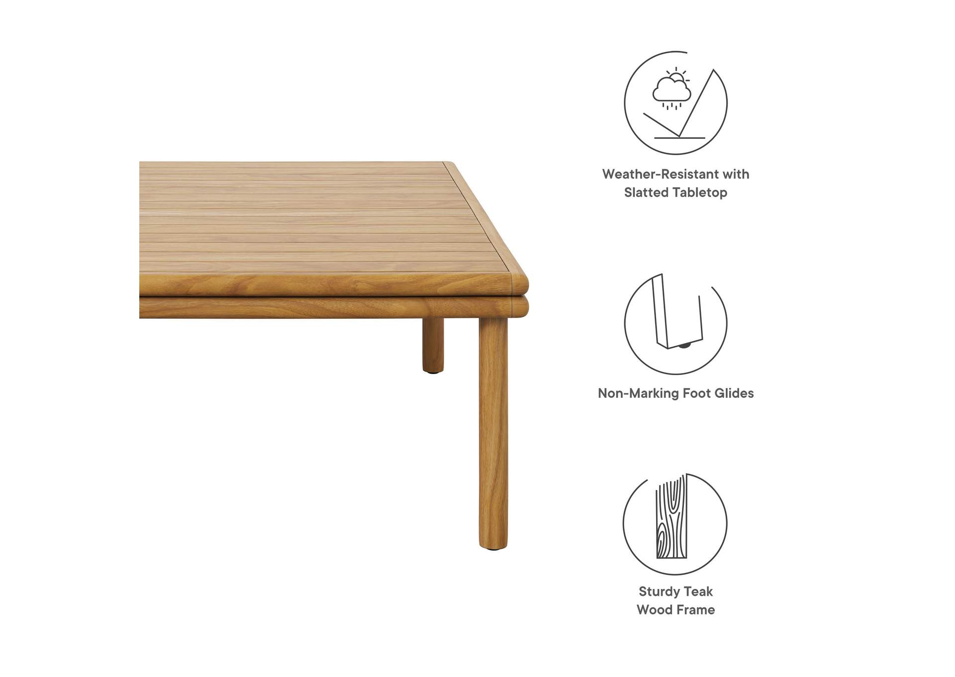 Wren Outdoor Patio Teak Wood Coffee Table By Modway image 3