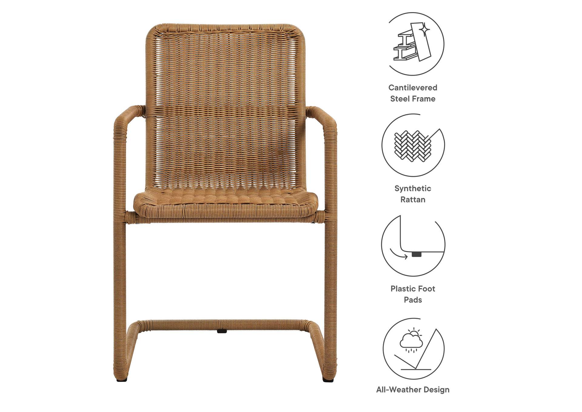 Abacus Outdoor Patio Wicker Dining Chairs Set Of 2 By Modway image 3