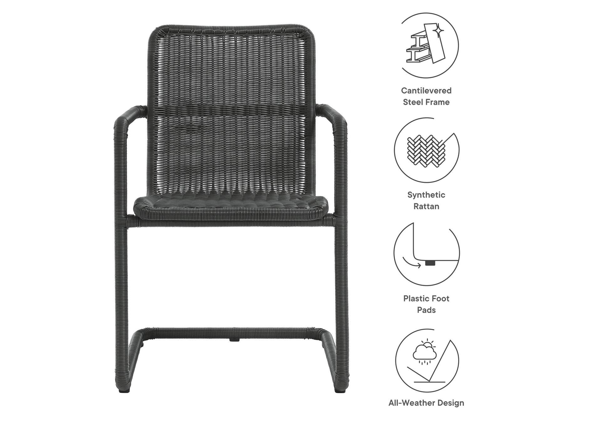 Abacus Outdoor Patio Wicker Dining Chairs Set Of 2 By Modway image 3