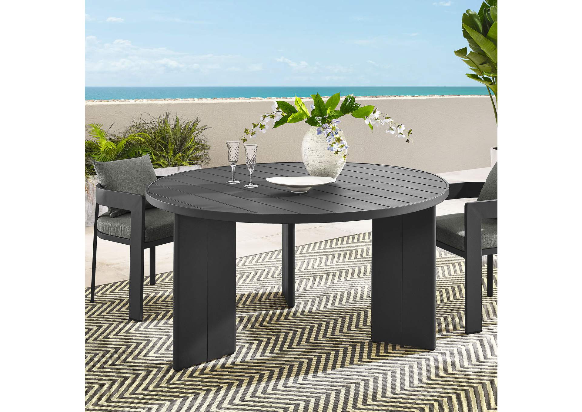 Tahoe Round Outdoor Patio Aluminum Dining Table By Modway image 8