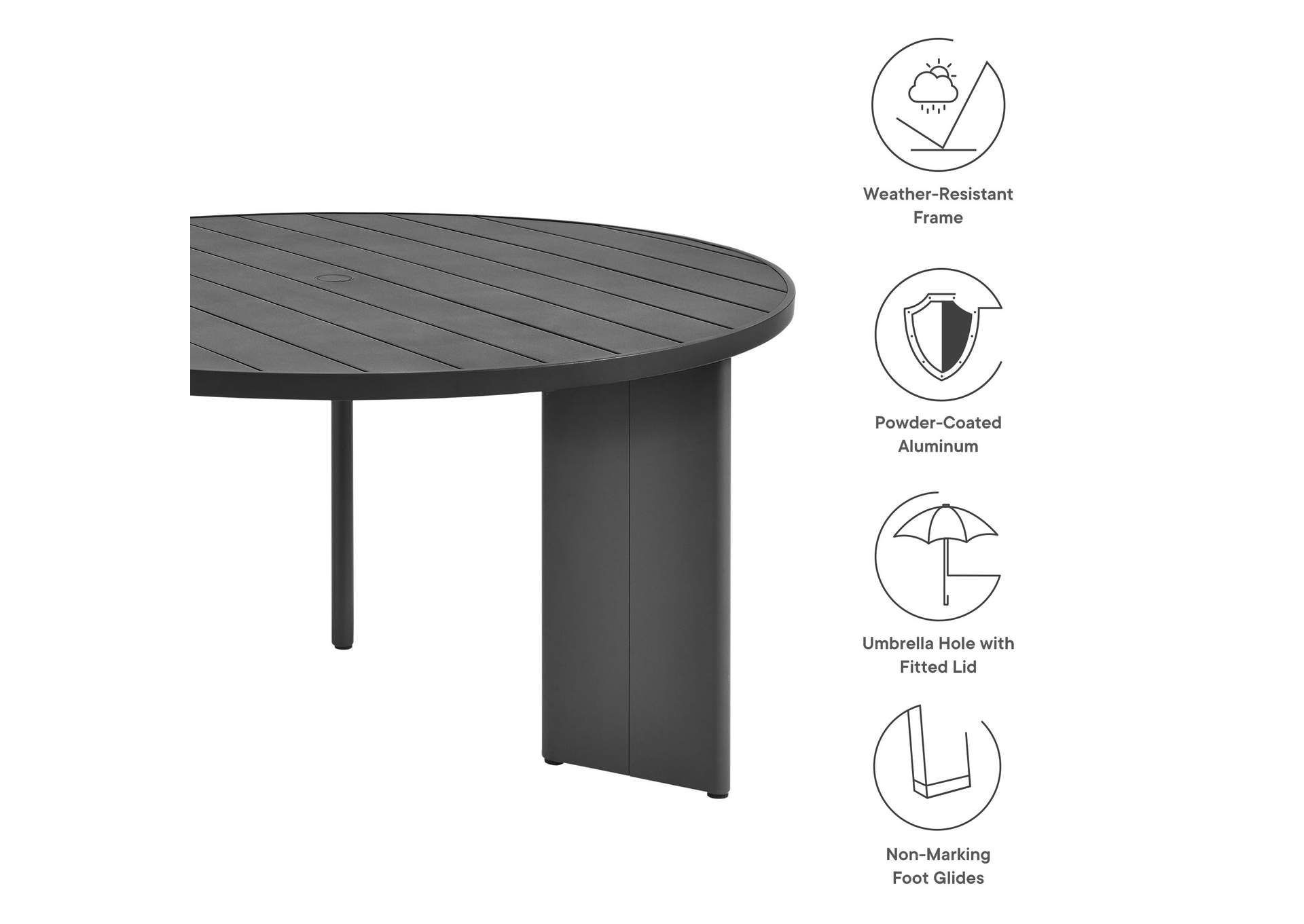 Tahoe Round Outdoor Patio Aluminum Dining Table By Modway image 3