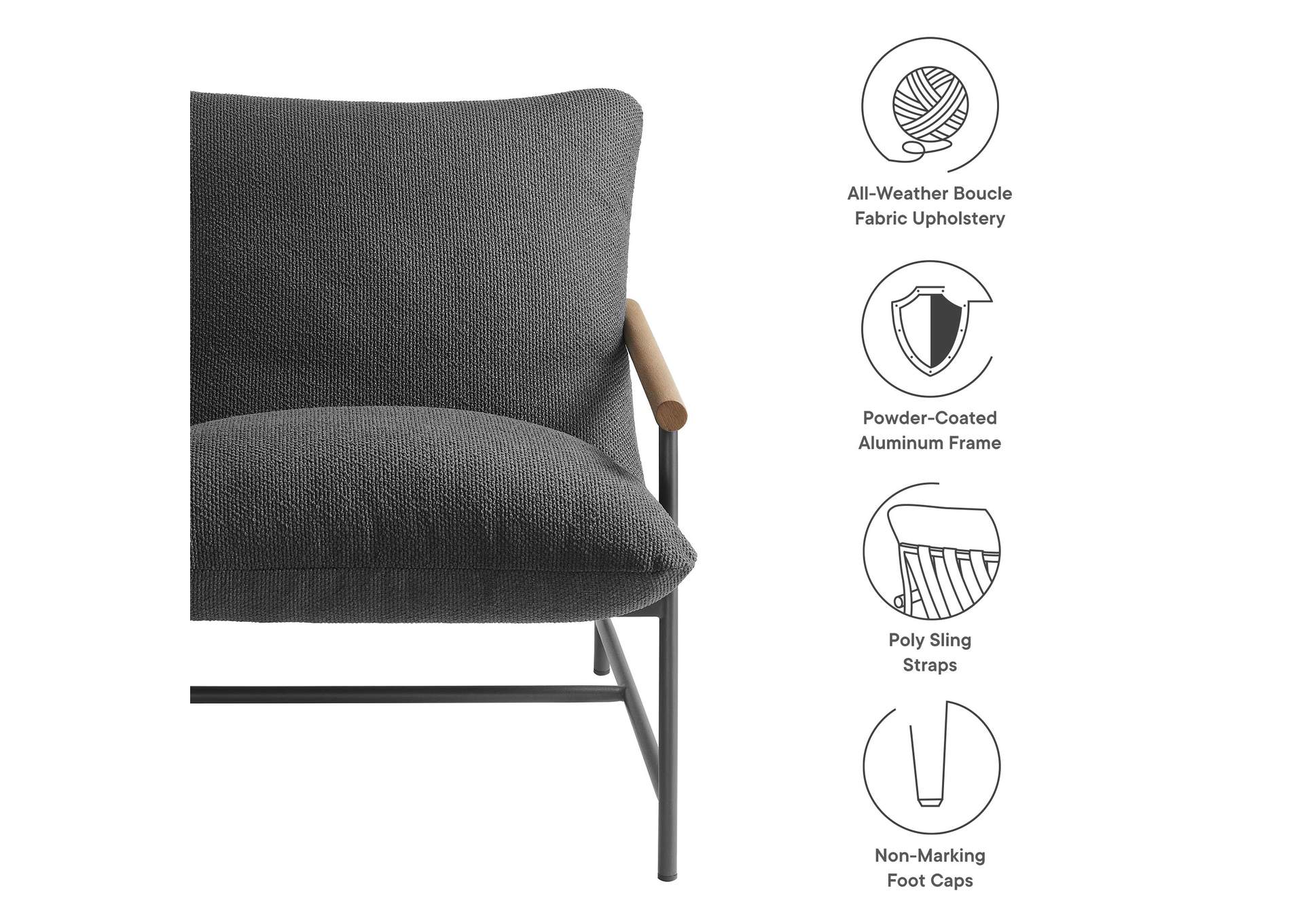 Raya Outdoor Patio Boucle Sling Lounge Chair By Modway image 3