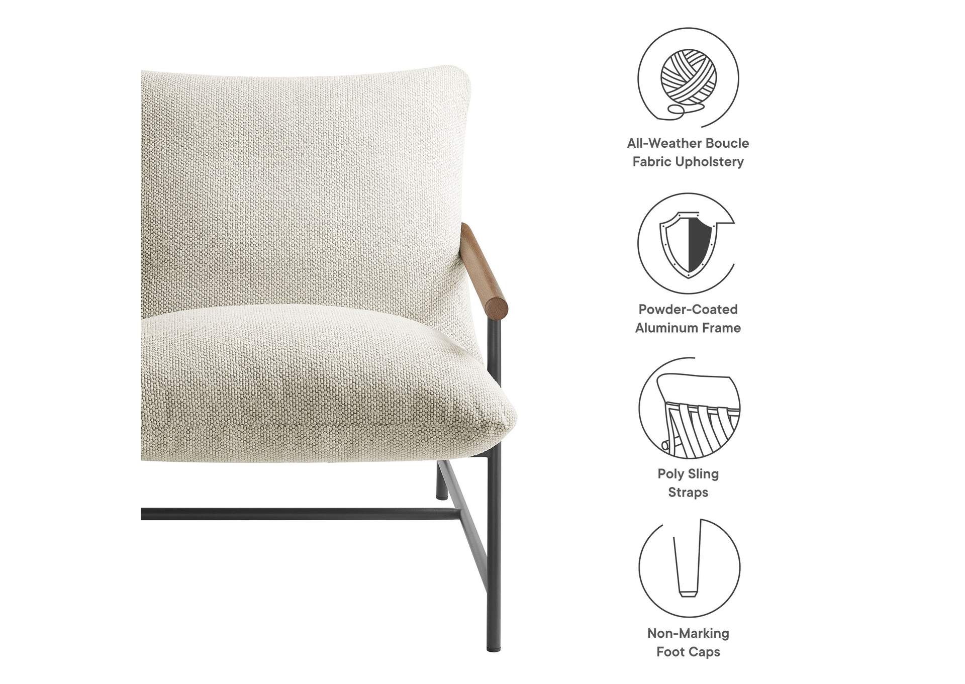 Raya Outdoor Patio Boucle Sling Lounge Chair By Modway image 3