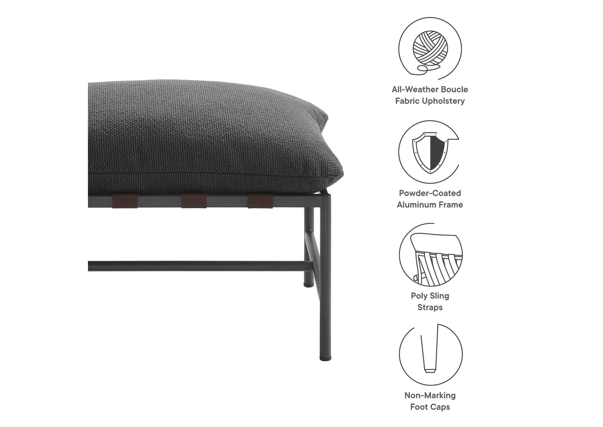 Raya Outdoor Patio Boucle Ottoman By Modway image 3