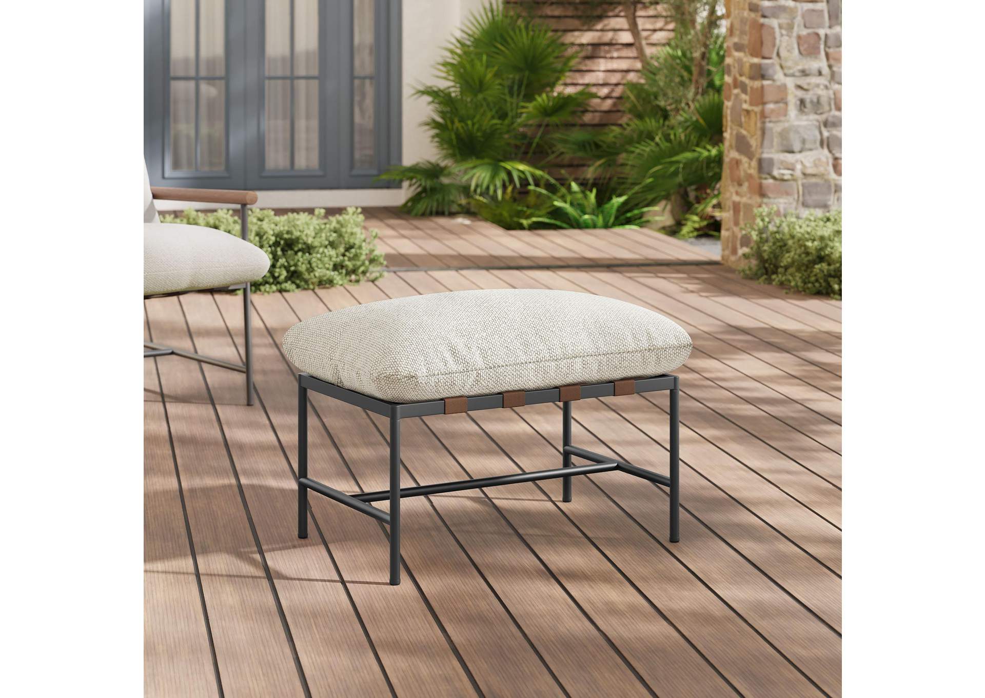 Raya Outdoor Patio Boucle Ottoman By Modway image 8