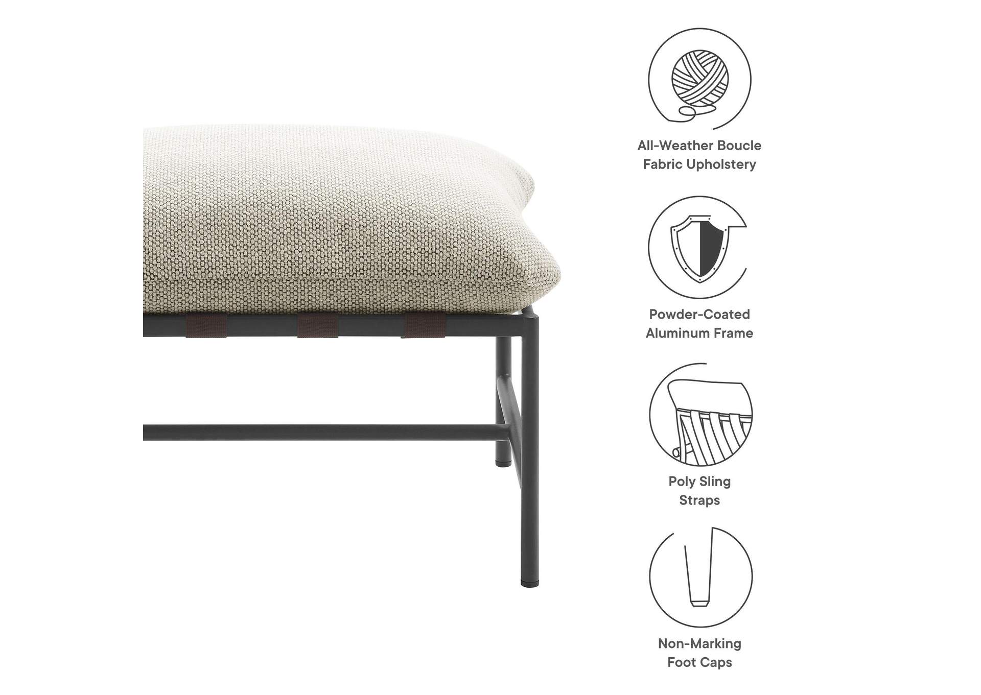 Raya Outdoor Patio Boucle Ottoman By Modway image 3