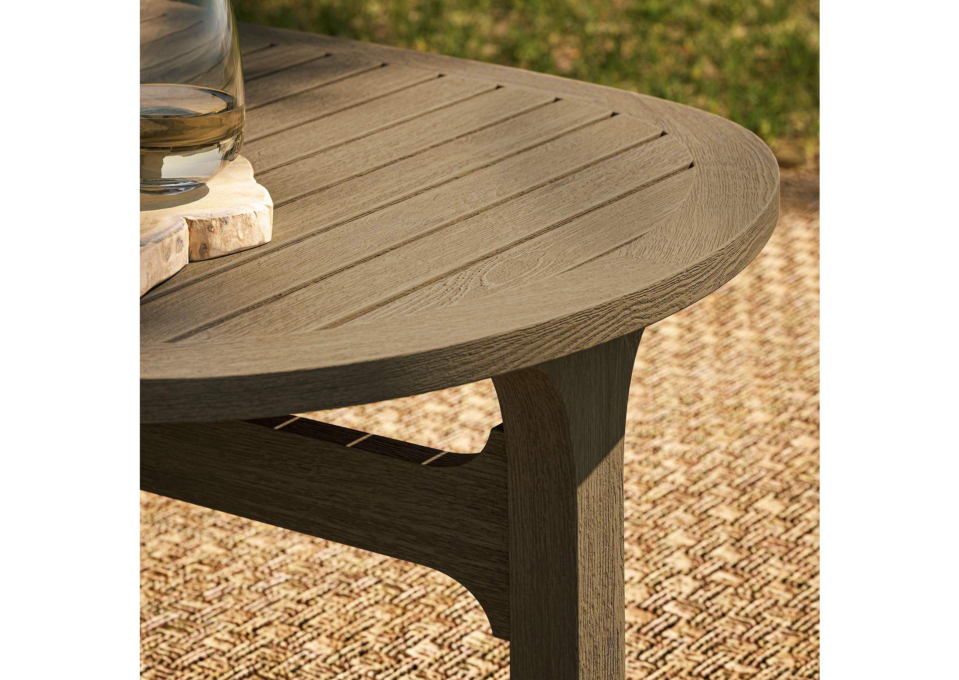 Saratoga Oval Outdoor Patio Teak Wood Coffee Table By Modway image 5