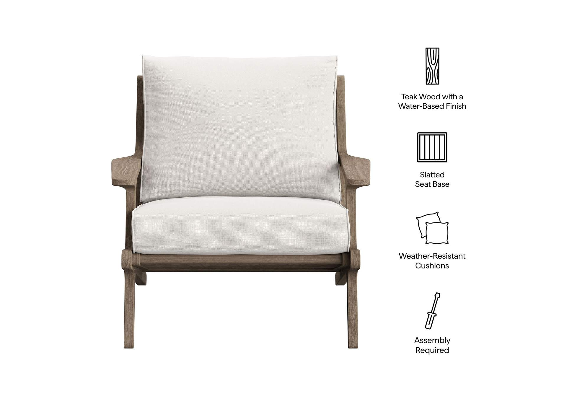 Saratoga Outdoor Patio Teak Wood Armchair By Modway image 4