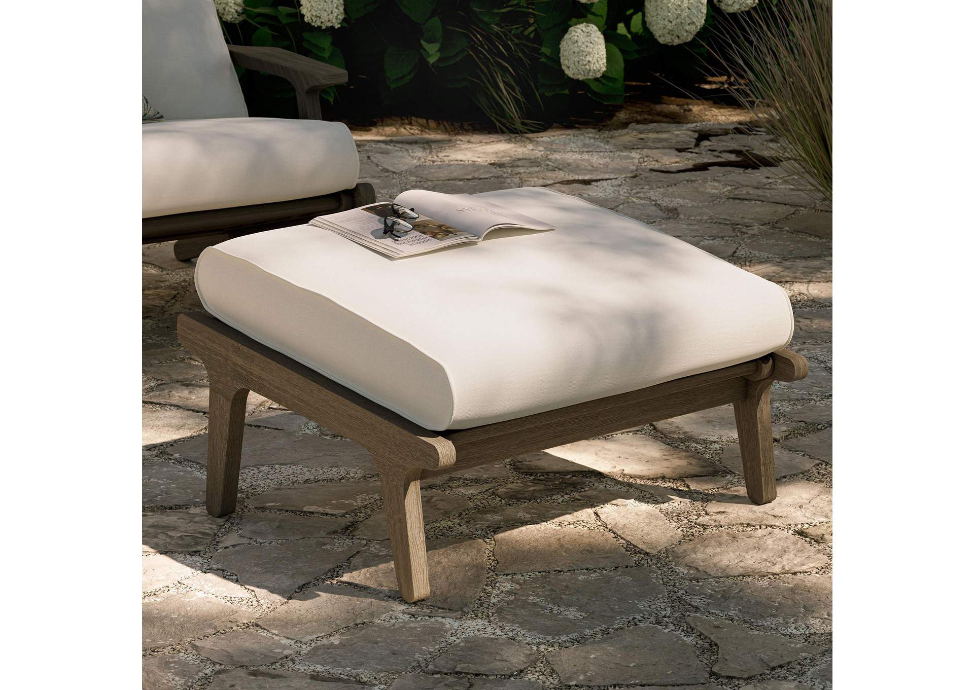 Saratoga Outdoor Patio Teak Ottoman By Modway image 8