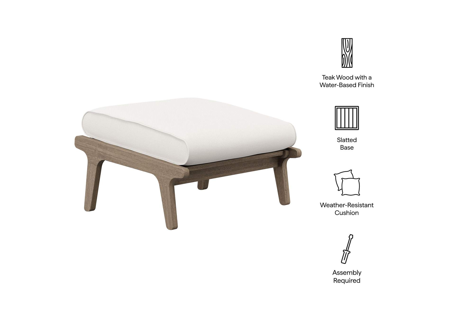 Saratoga Outdoor Patio Teak Ottoman By Modway image 4