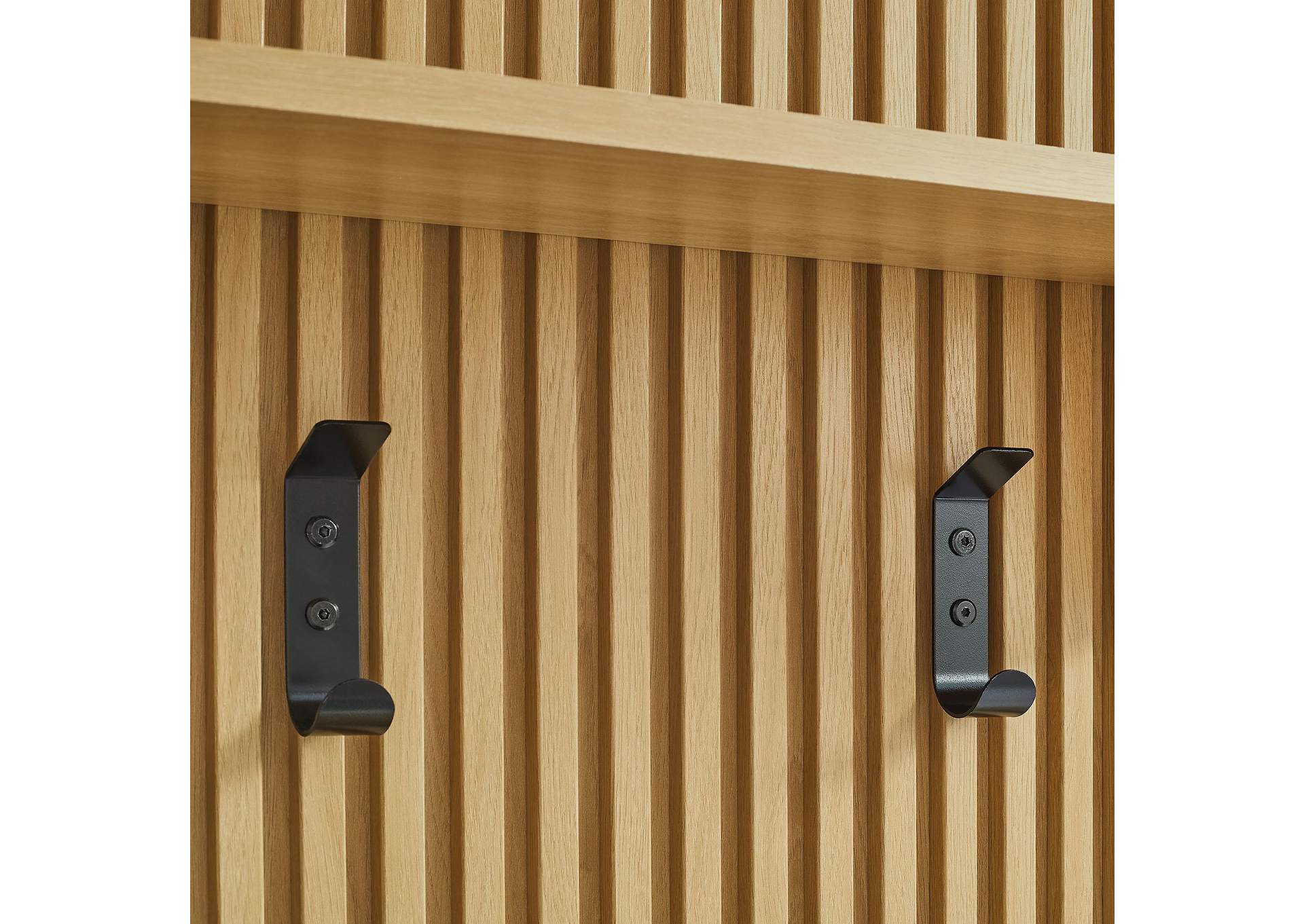 Render Fluted Coat Rack Panel With Shelf By Modway image 6