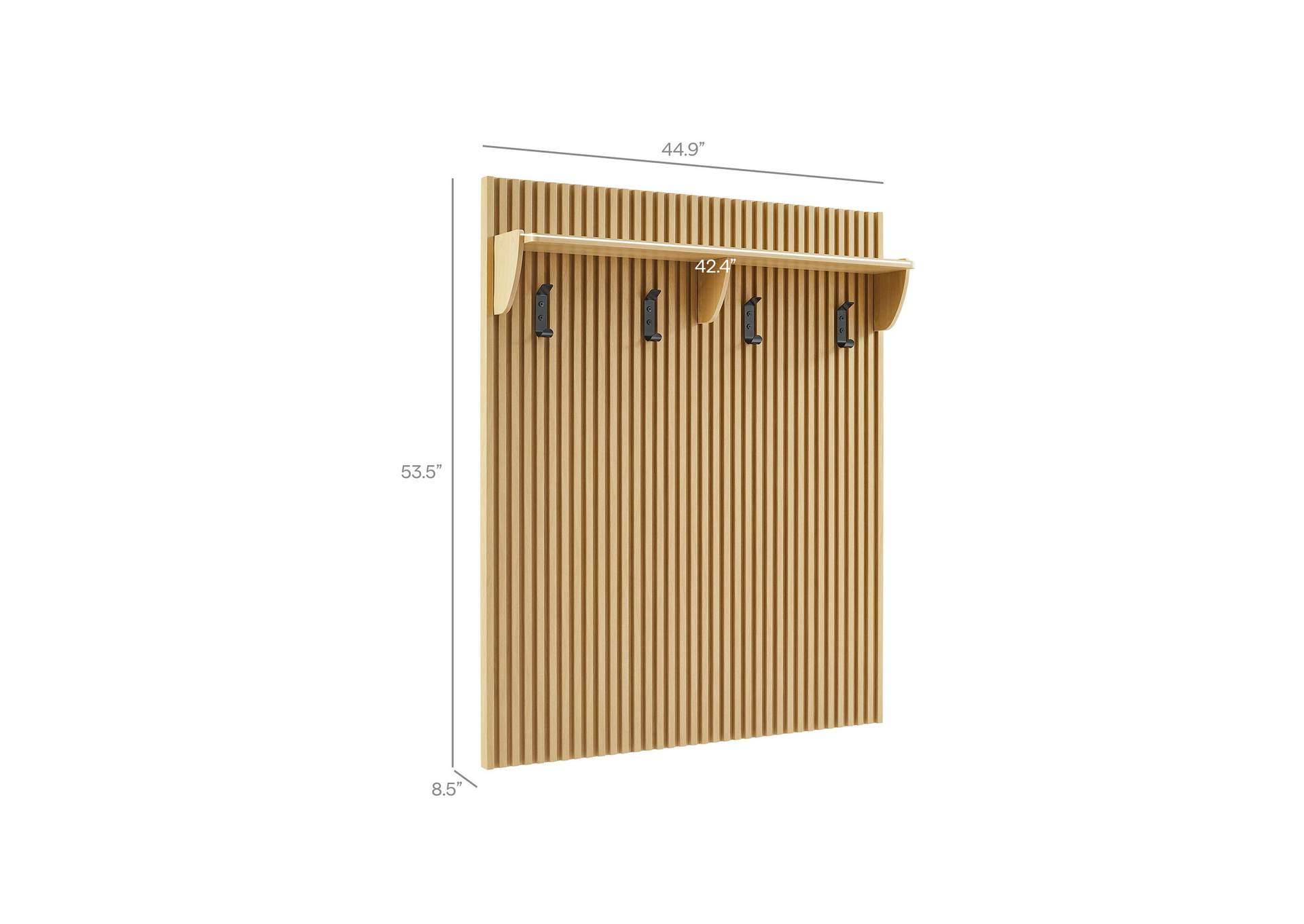 Render Fluted Coat Rack Panel With Shelf By Modway image 3