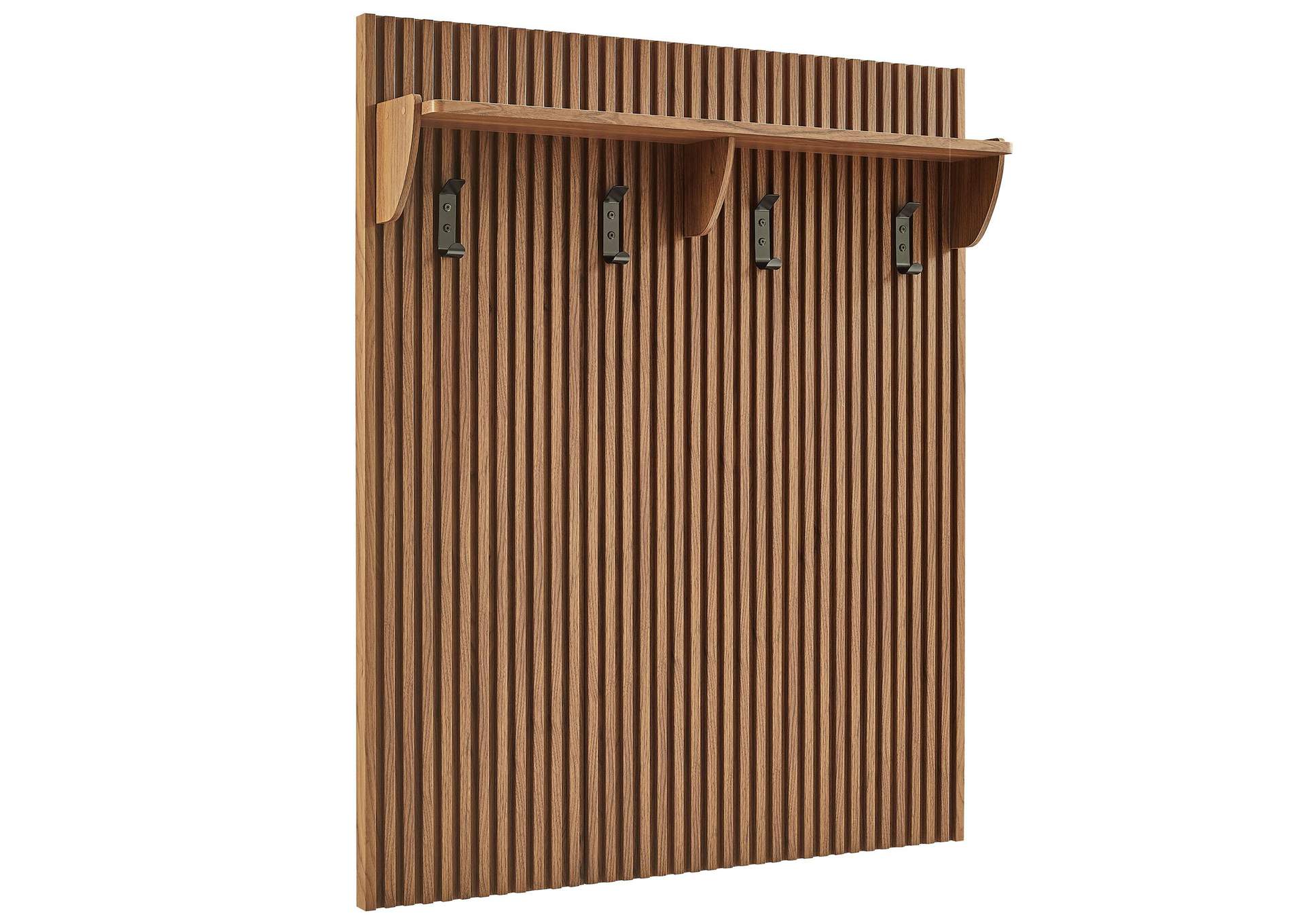Render Fluted Coat Rack Panel With Shelf By Modway image 1