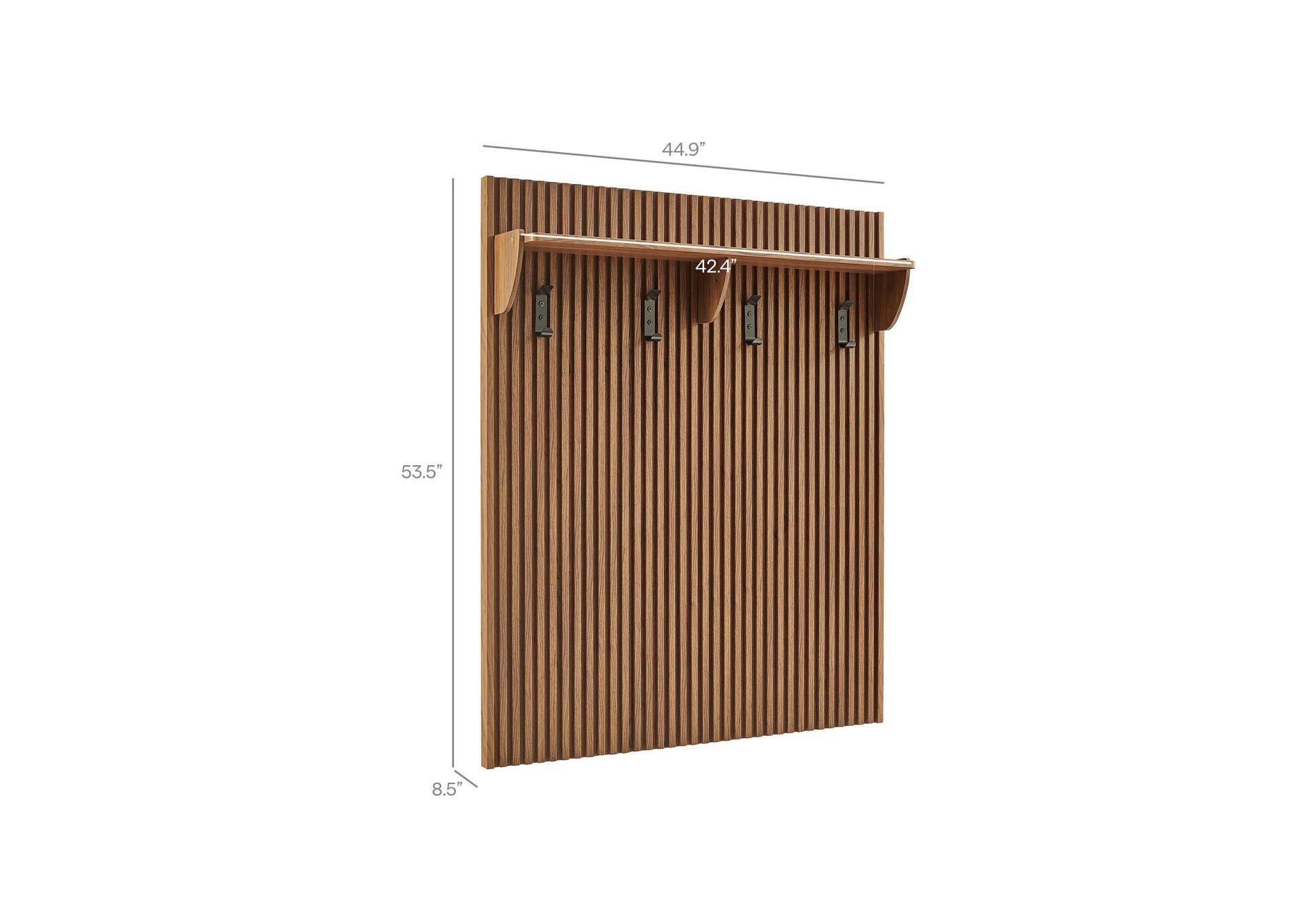 Render Fluted Coat Rack Panel With Shelf By Modway image 3