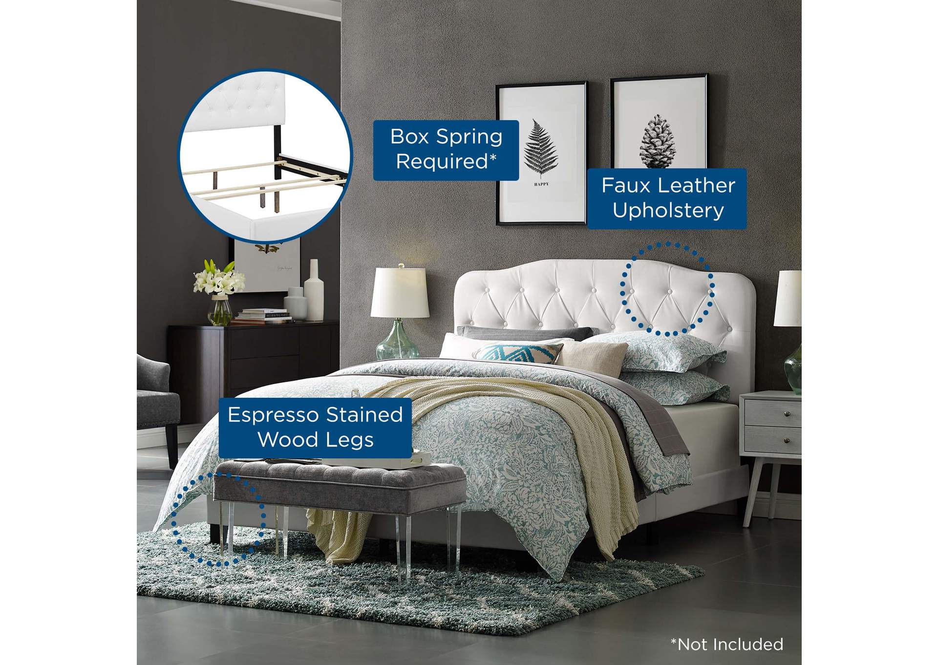 Amelia Full Faux Leather Bed image 6