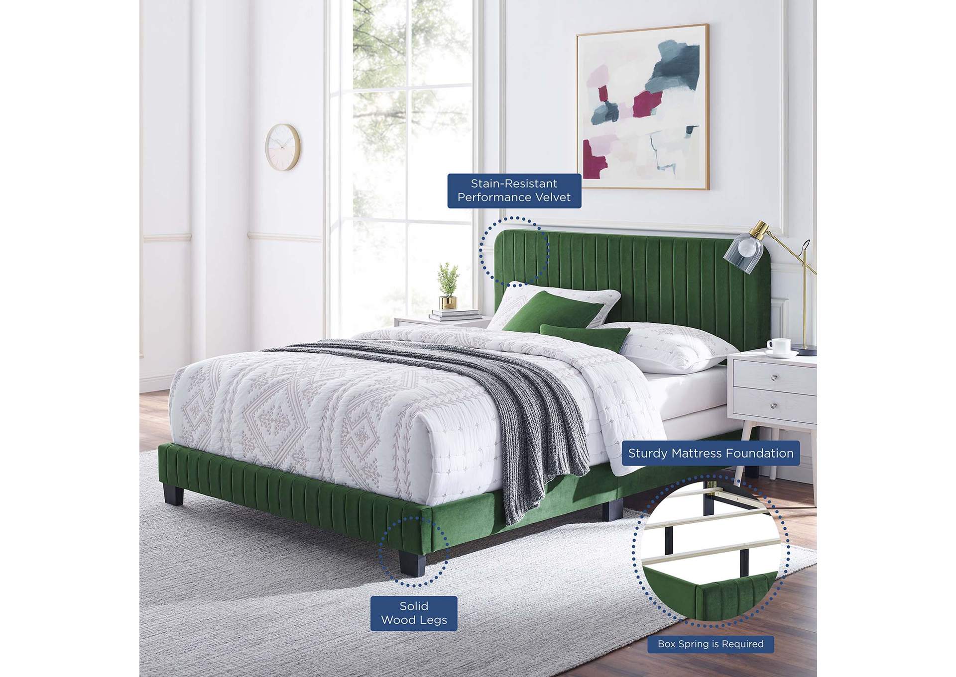 Celine Channel Tufted Performance Velvet Queen Bed image 7